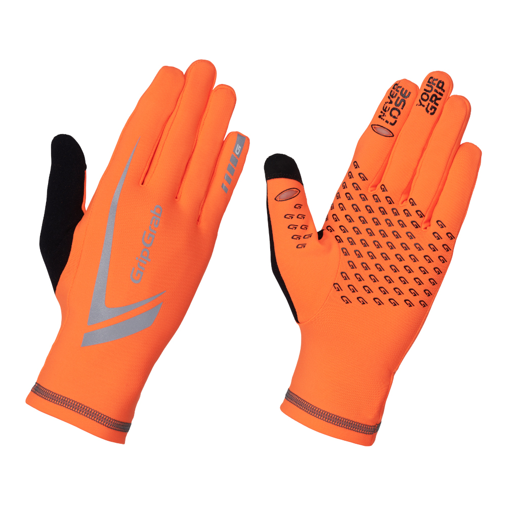 Image of GripGrab Running Expert Hi-Vis Winter Touchscreen Gloves - Orange Hi-Vis