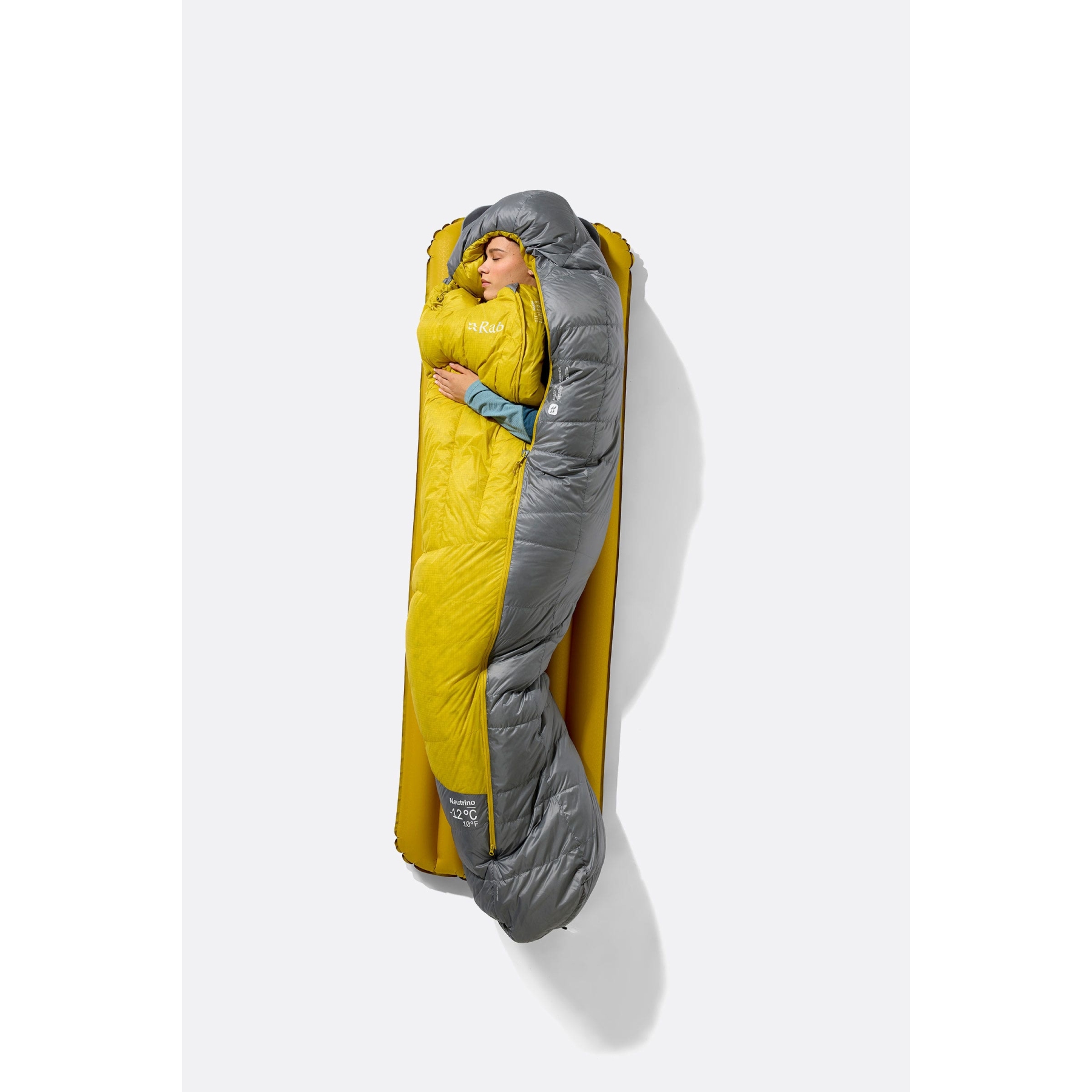 Rab Neutrino -6C / 20F Daunen Schlafsack Damen - Regular - RV links -  zinc/dark pollen | BIKE24