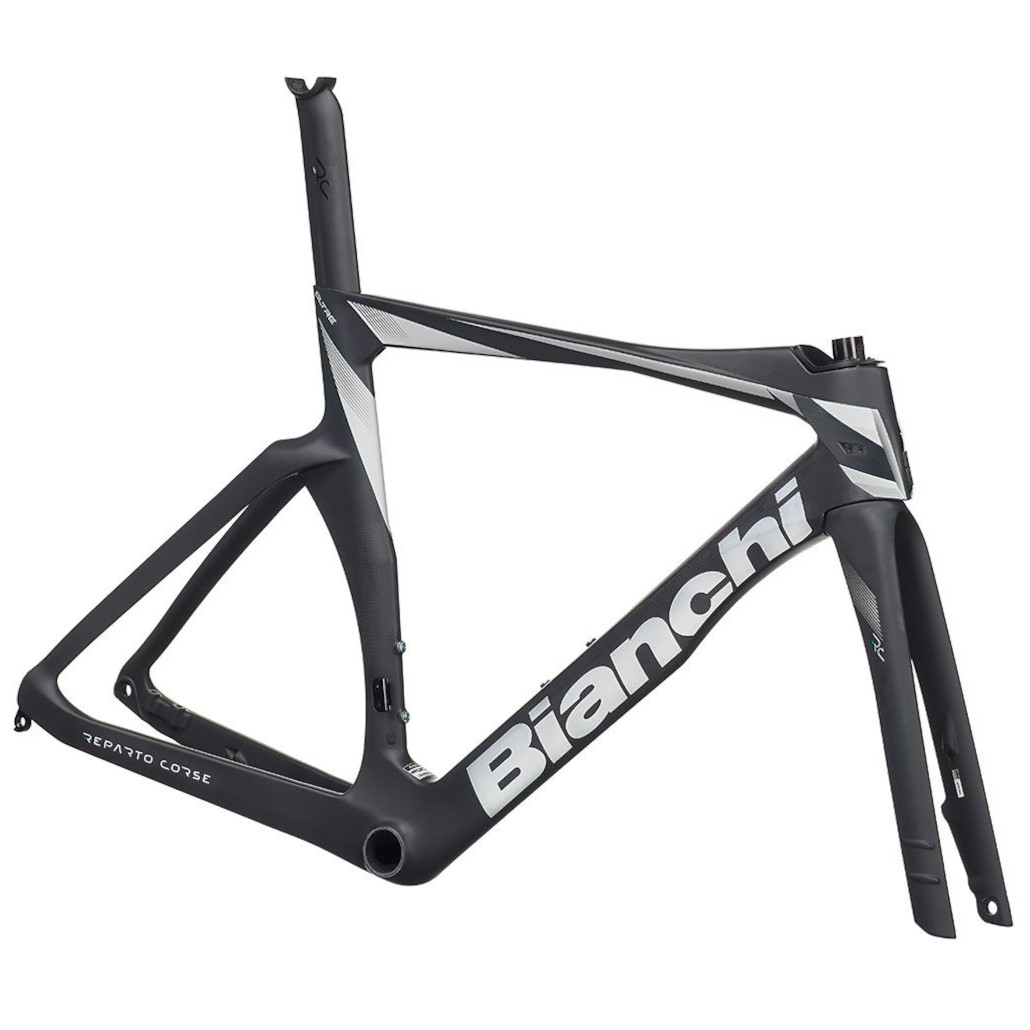 Productfoto van Bianchi OLTRE RC Disc - Carbon Frameset - 2025 - graphite-carbon / white-alu silver full matt