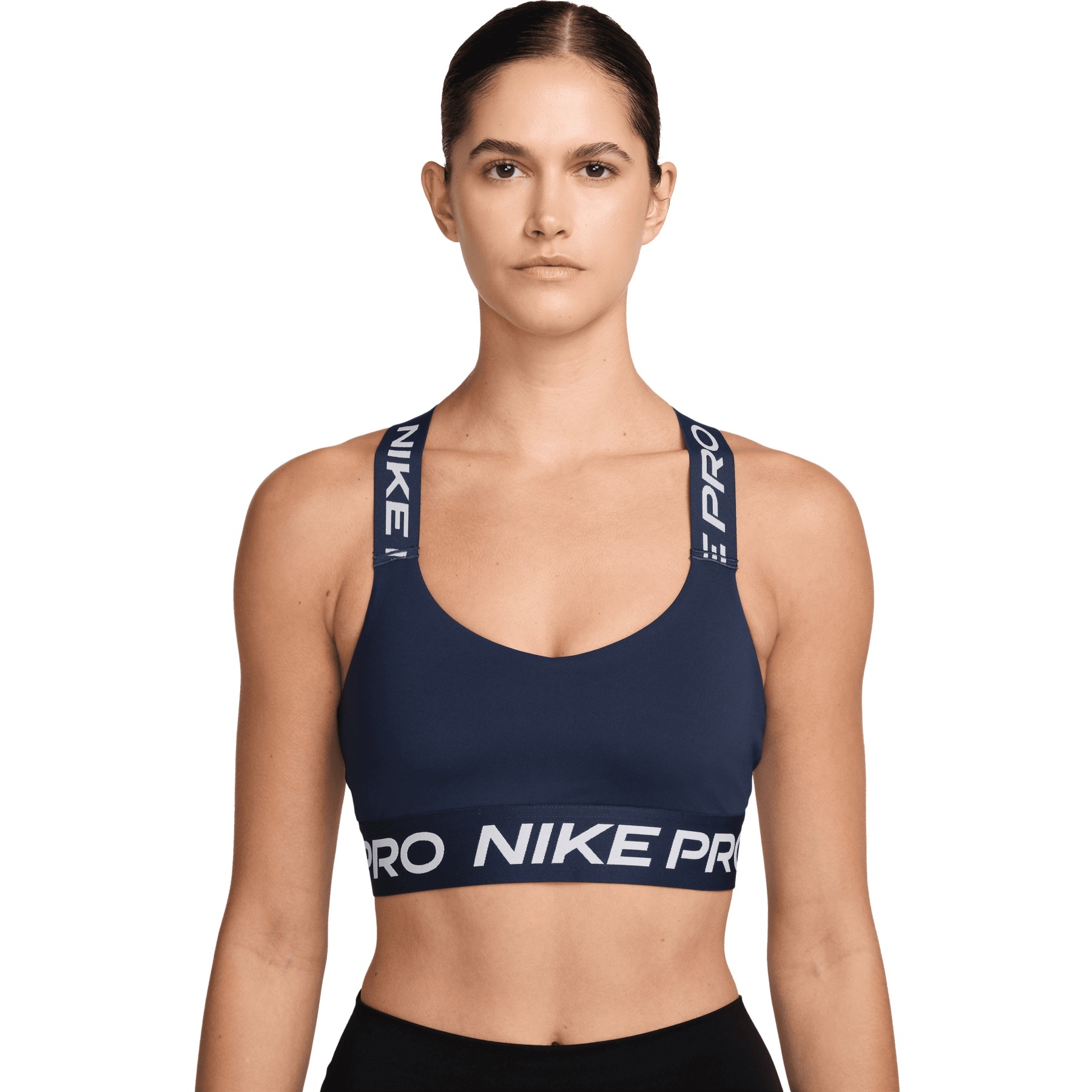 Produktbild von Nike Pro Ungepolsterter Sport-BH mit leichter Unterstützung Damen - midnight navy/midnight navy/white HF5372-410