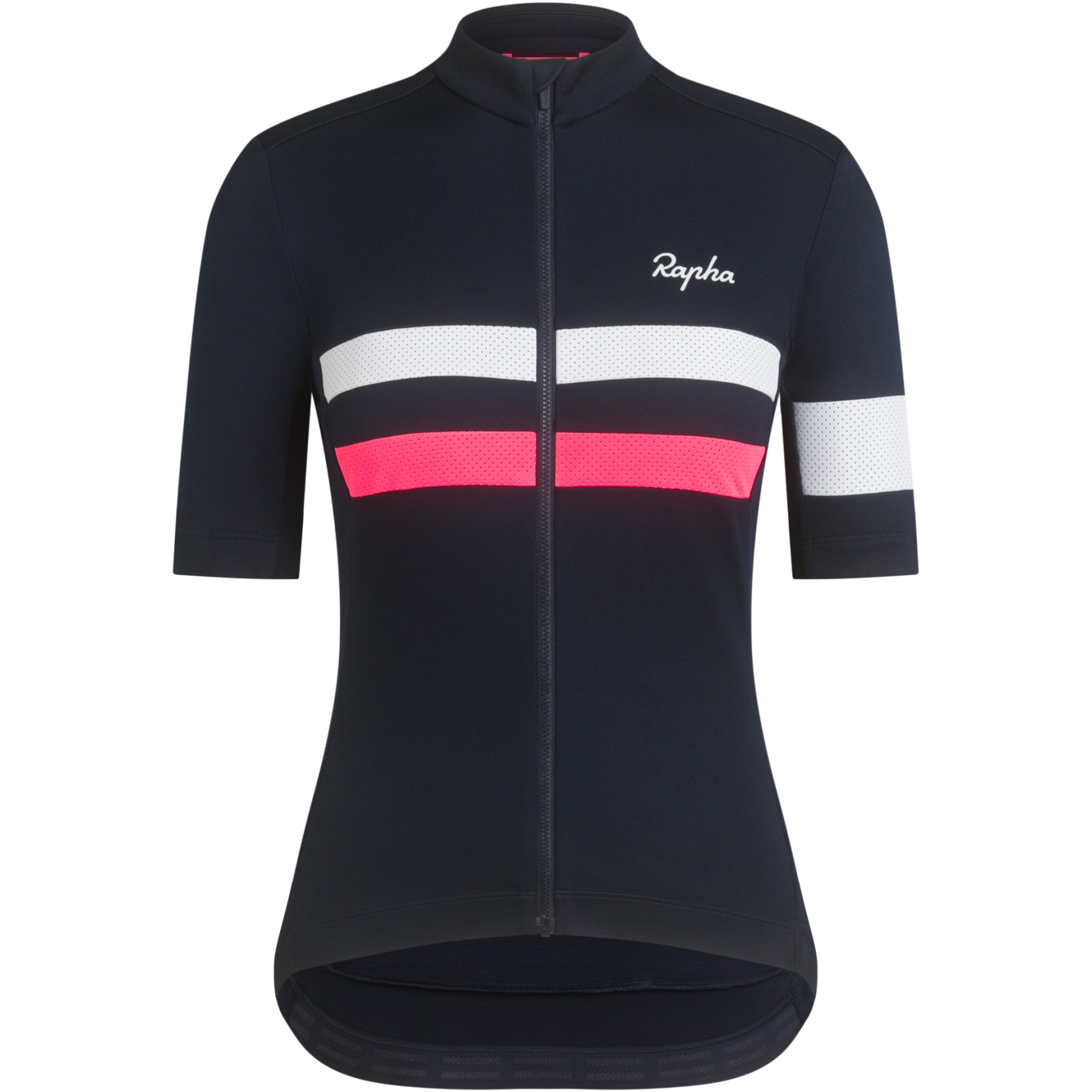 Produktbild von Rapha Brevet Kurzarmtrikot Damen - dark navy/high-vis pink/white
