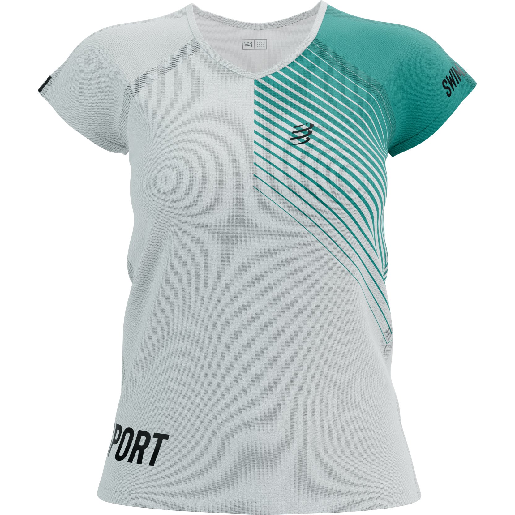 Produktbild von Compressport Training T-Shirt Damen - SwimBikeRun 2023 - white/columbia/black
