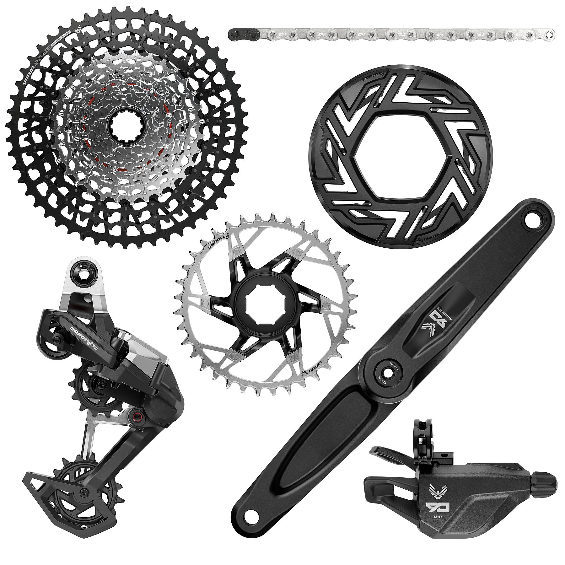 Produktbild von SRAM Eagle 90 Transmission E-MTB Schaltgruppe | T-Type | SRAM / Brose | A1 - schwarz / silber