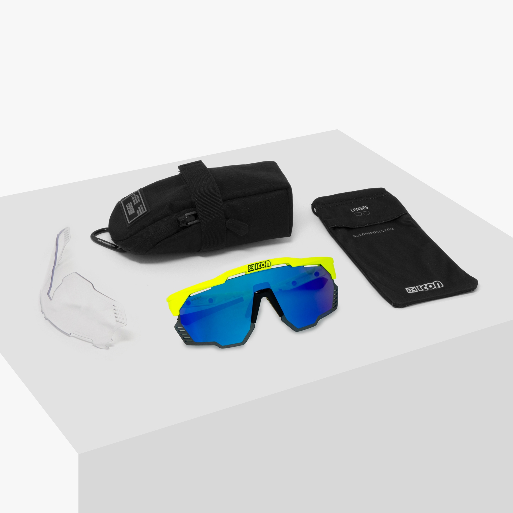 Scicon Aeroshade Kunken Glasses - Yellow Fluo - Multimirror Blue