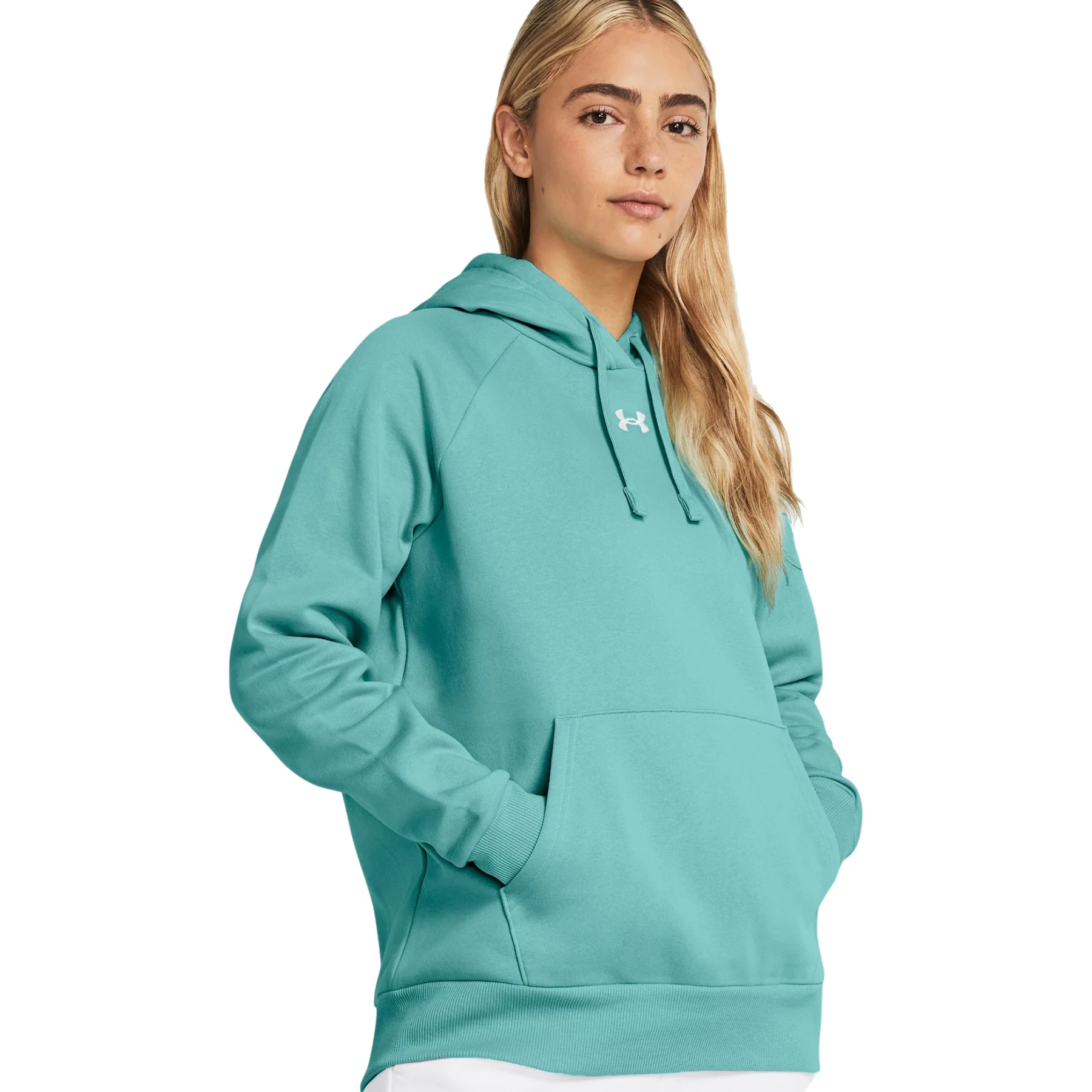 Under Armour womens Rival Fleece Hoodie, (001) Black / / White, X-Small at   Women's Clothing store