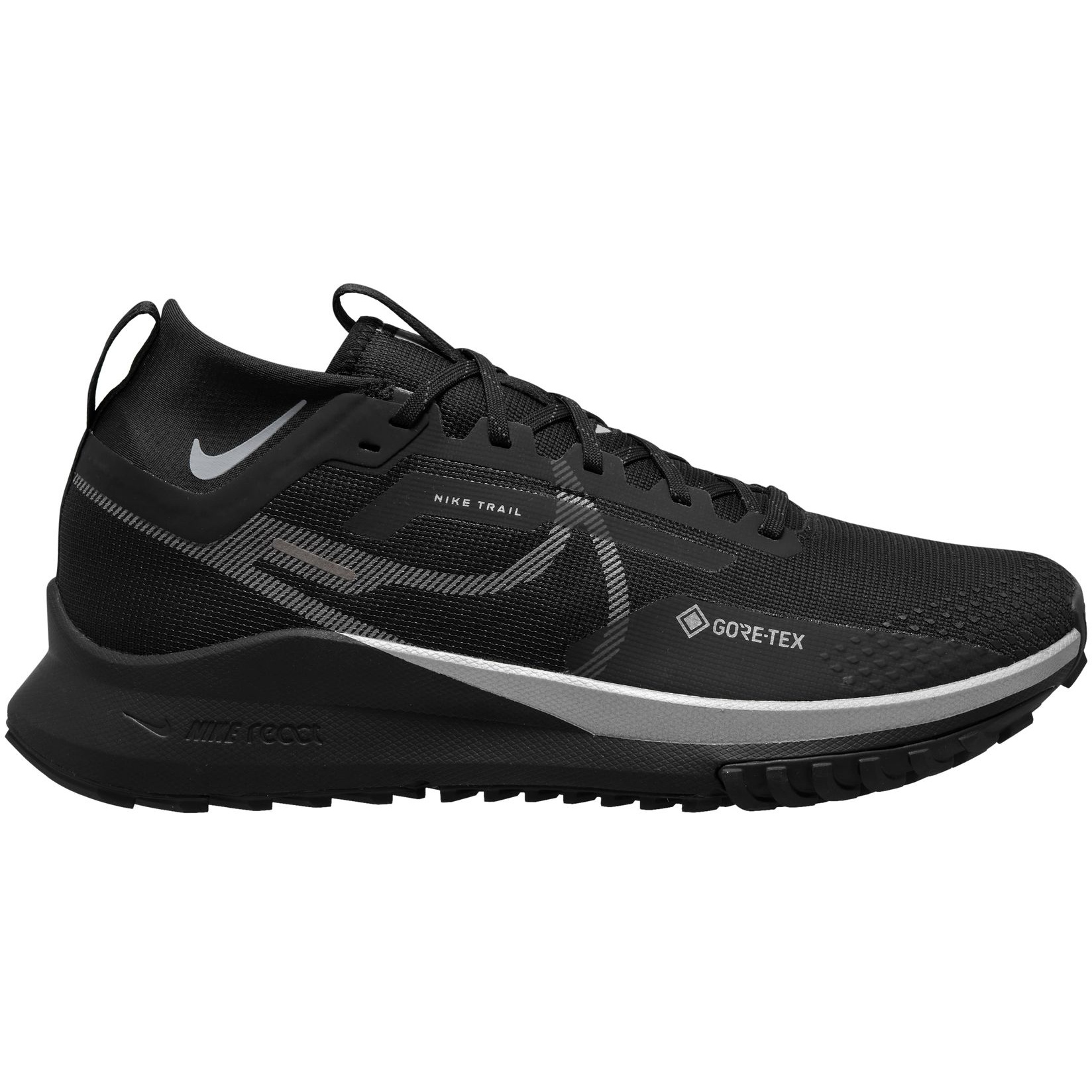 Produktbild von Nike React Pegasus Trail 4 GORE-TEX Herren Trailrunningschuhe - black/wolf grey-reflect silver DJ7926-001