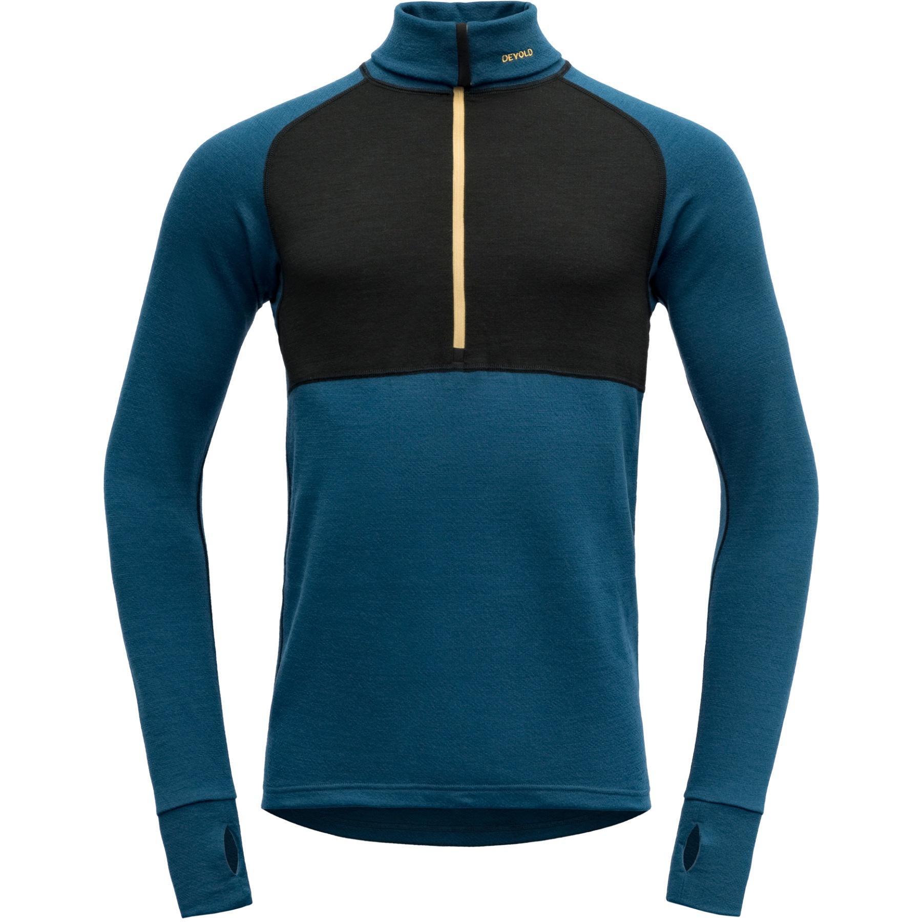 Picture of Devold Expedition Merino 235 Zip Neck Long Sleeve Baselayer - 422 Flood/Black