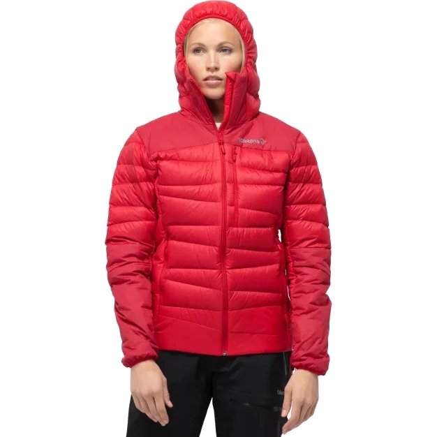Norrona falketind down750 hood Jacket Women - True Red