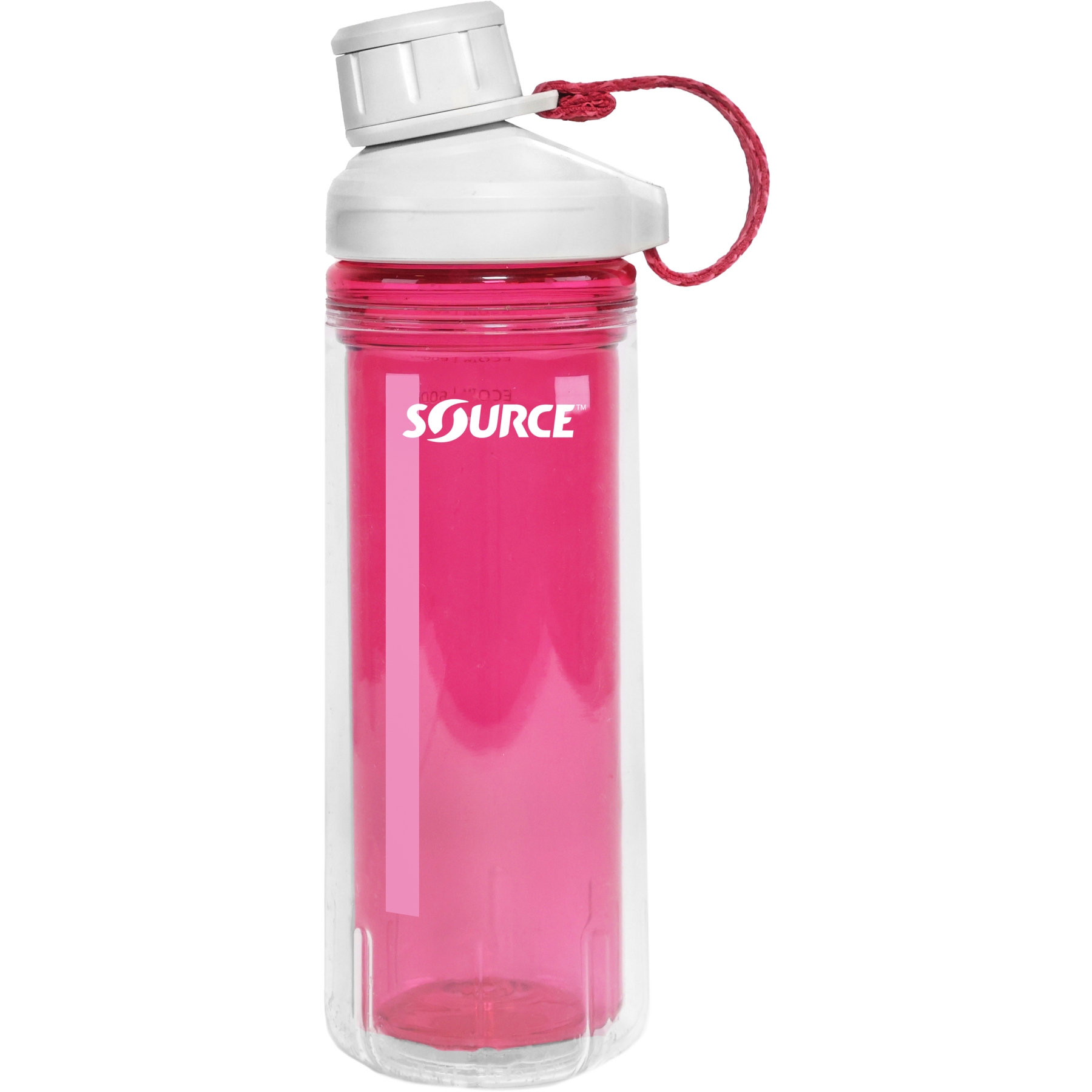 Bild von Source Eco Tritan Clickseal Doppelwandige Wasserflasche - 0.6L - berry red / strap tribal red