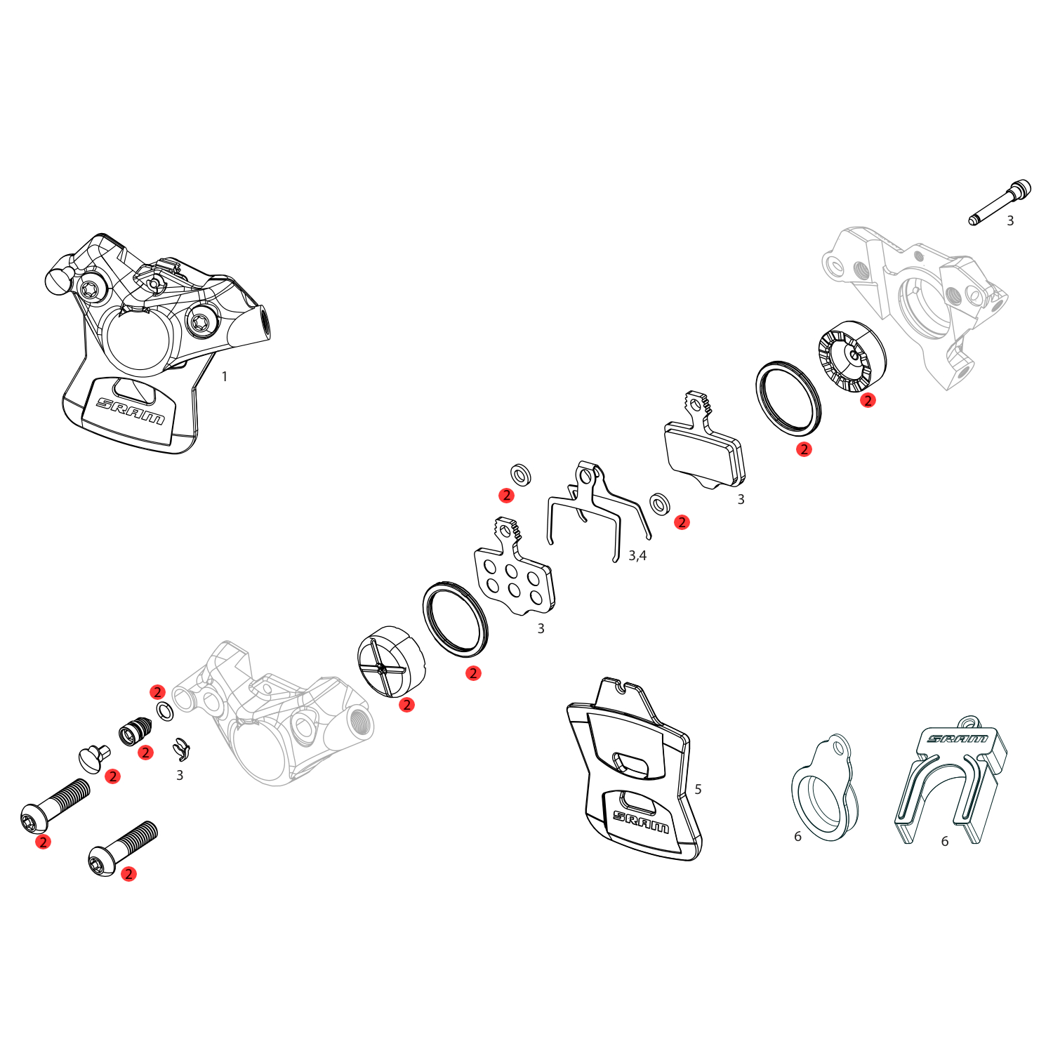 Picture of SRAM Caliper Piston Service Kit for RED AXS D1 Disc Brake - 11.5018.065.002