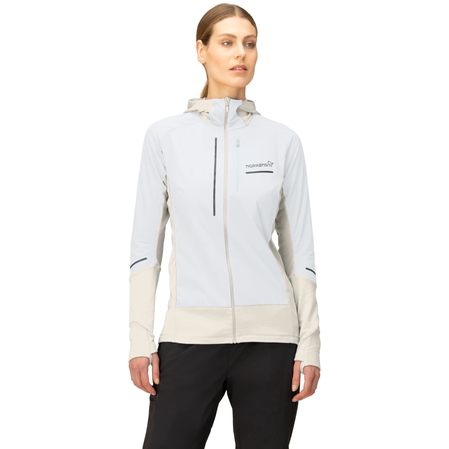 Picture of Norrona senja Alpha90 Zip Hood Jacket Women - Snow White