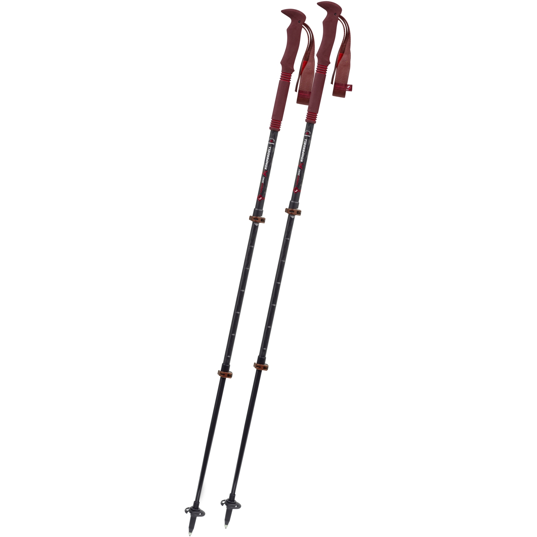 Produktbild von Komperdell Carbon Pro Zero Compact Trekkingstöcke (Paar) - malbec