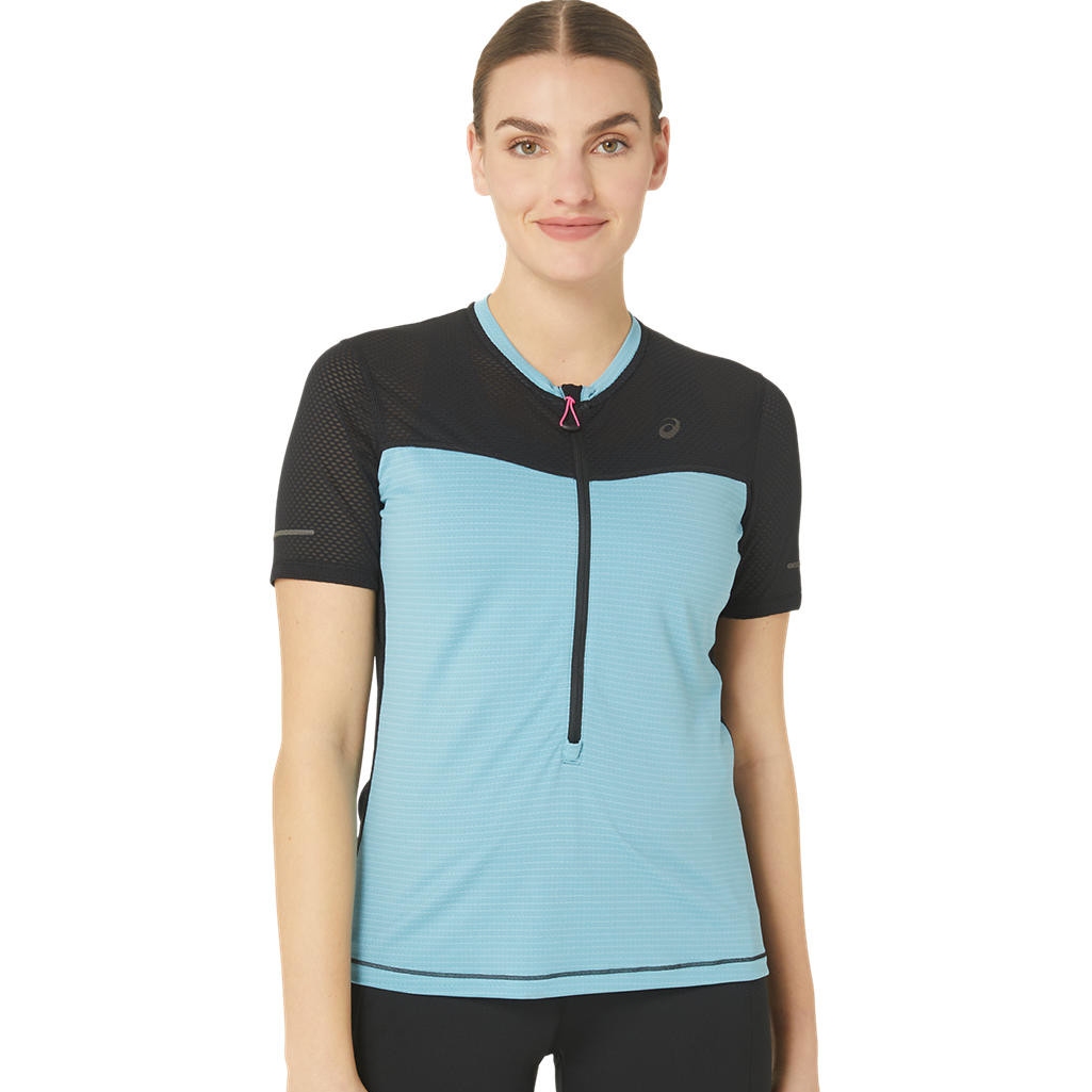 Picture of asics Fujitrail Shortsleeve Top Women - performance black/gris blue
