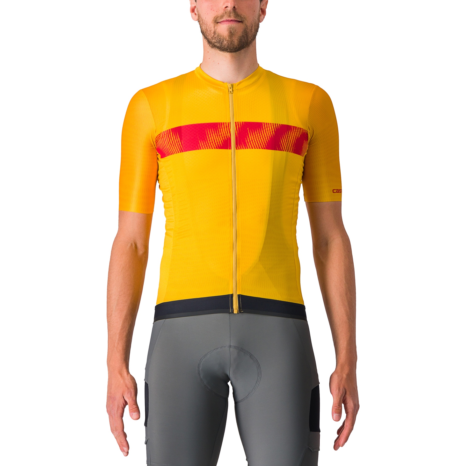 Picture of Castelli Unlimited Endurance Jersey Men - goldenrod/rich red 755