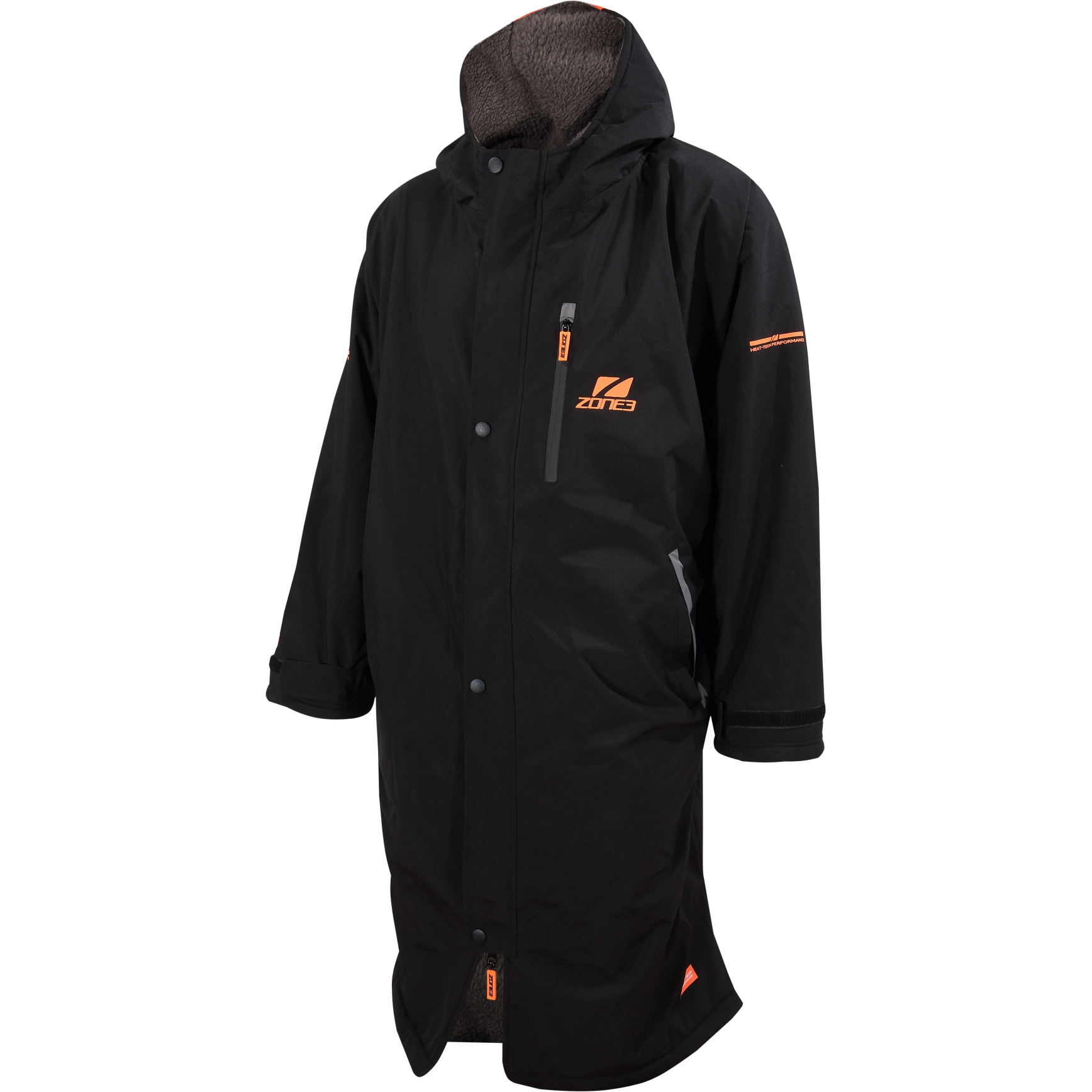 Productfoto van Zone3 Oversized Polar Fleece Parka Robe Jacket - Black/Orange