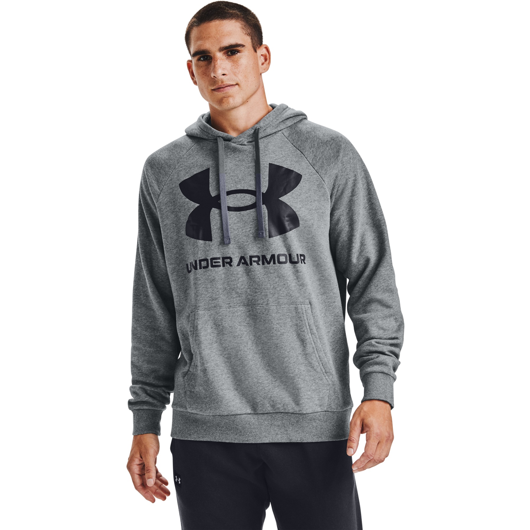Picture of Under Armour Men&#039;s UA Rival Fleece Big Logo Hoodie - Pitch Gray Light Heather/Black