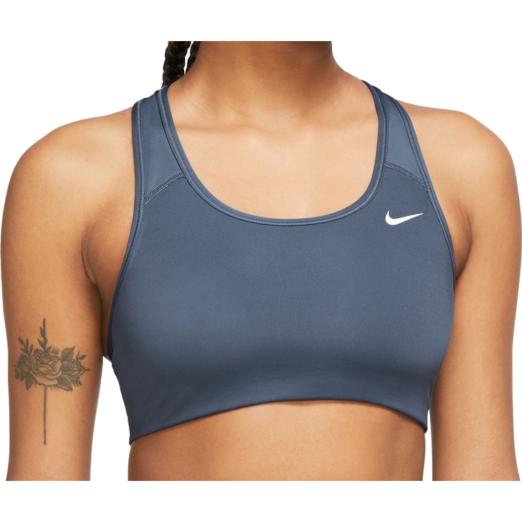 Picture of Nike Dri-FIT Swoosh Non Padded Medium Support Sports Bra Women - diffused blue/white BV3630-491