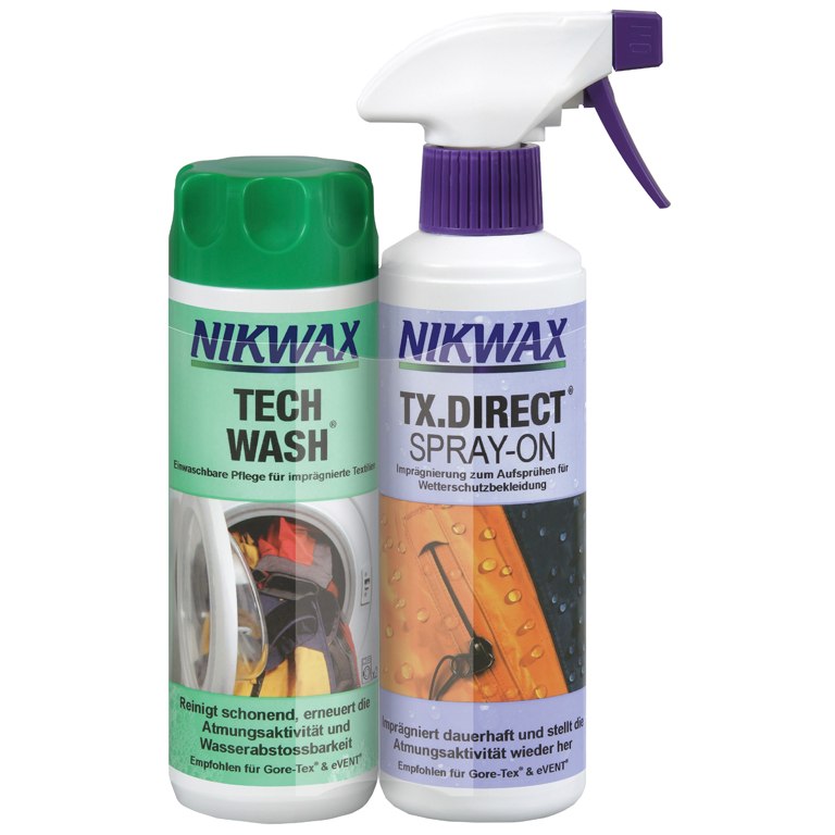 Photo produit de Nikwax Produit Nettoyant + Spray d&#039;Imprégnation - Tech Wash + TX Direct Spray 2 x 300ml
