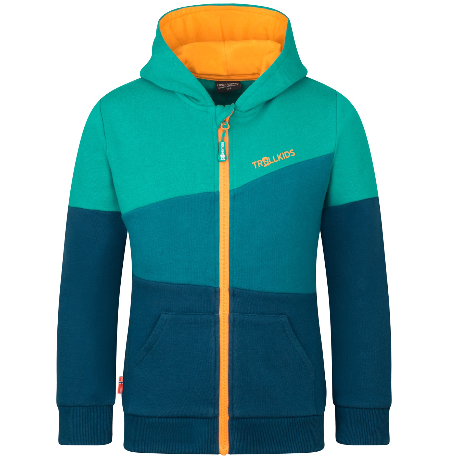 Produktbild von Trollkids Alesund Sweatjacke Kinder - Madeira Blue / Lagoon Green/Sea Green