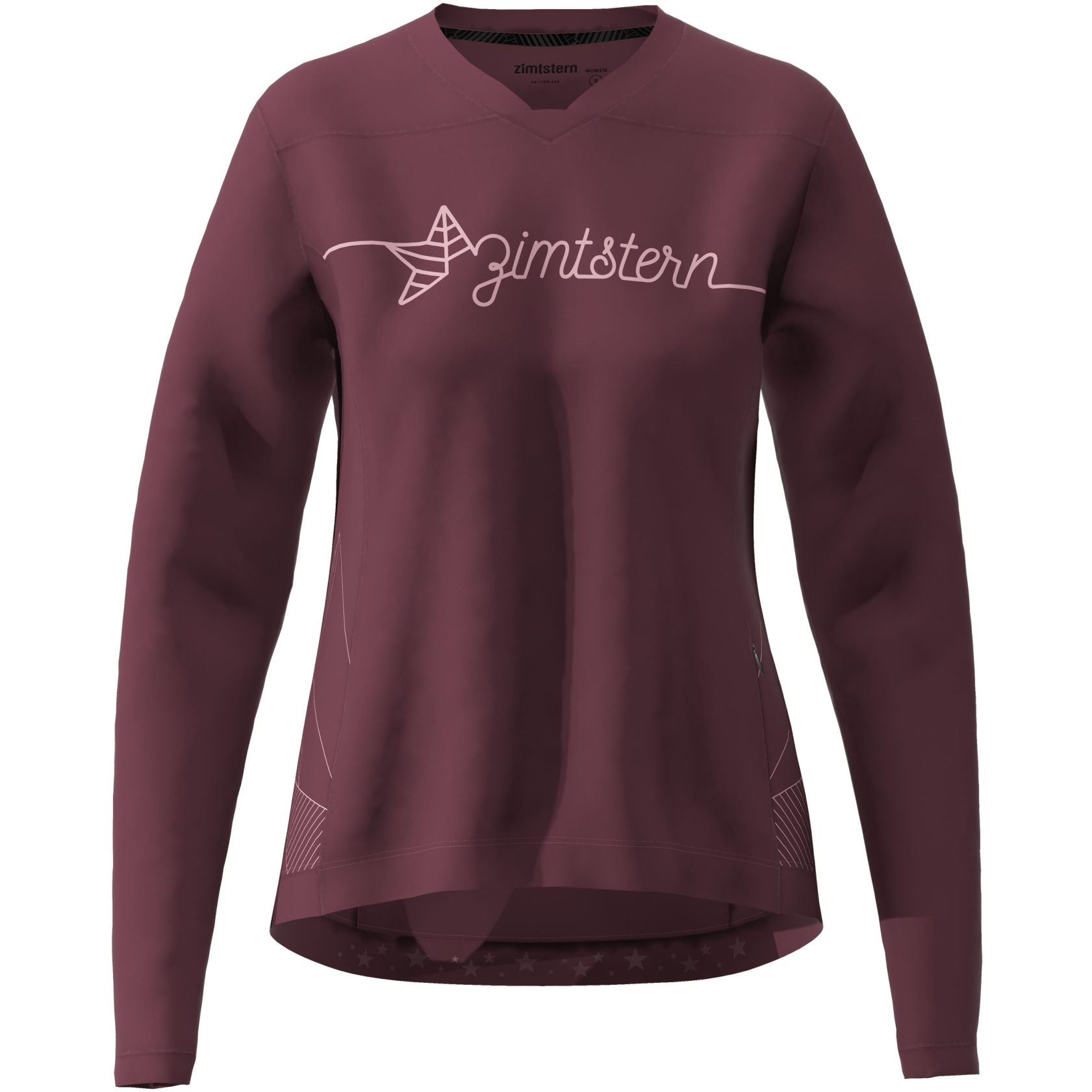 Image of Zimtstern EcoFlowz Women's Long Sleeve MTB-Shirt - Windsor Wine/French Navy