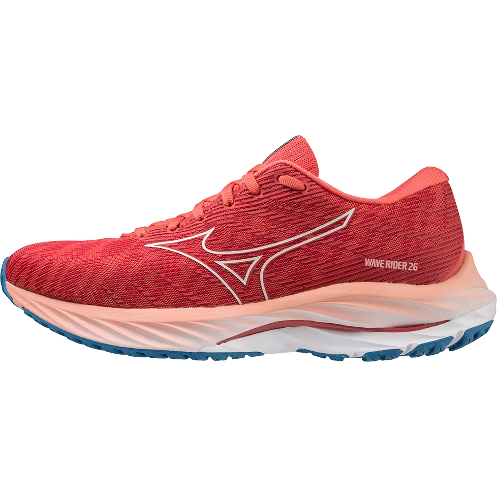 Picture of Mizuno Wave Rider 26 Running Shoes Women - Spiced Coral / Vaporous Gray / French Blue