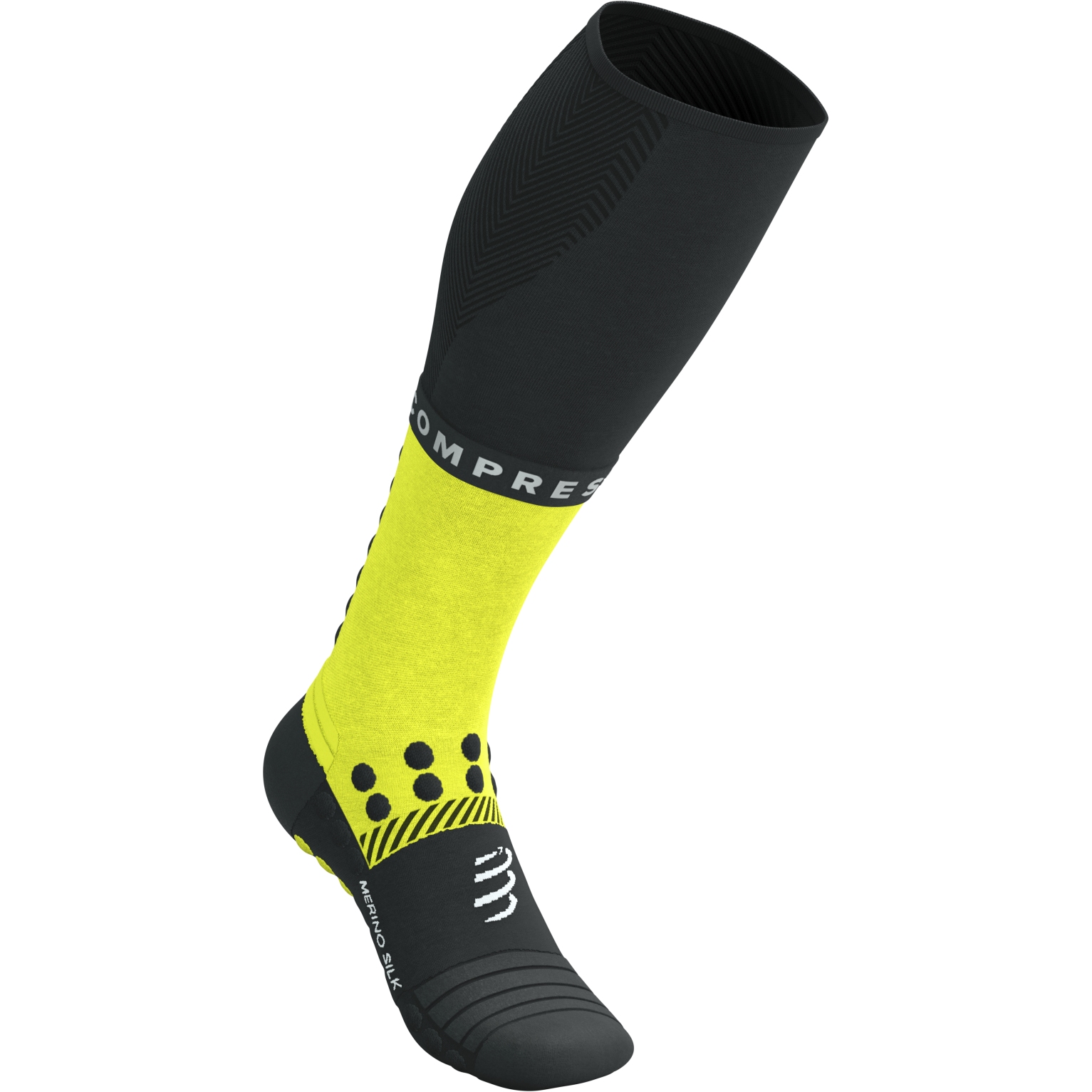 Compressport Chaussettes de Compression Full Winter Run black/safe  yellow