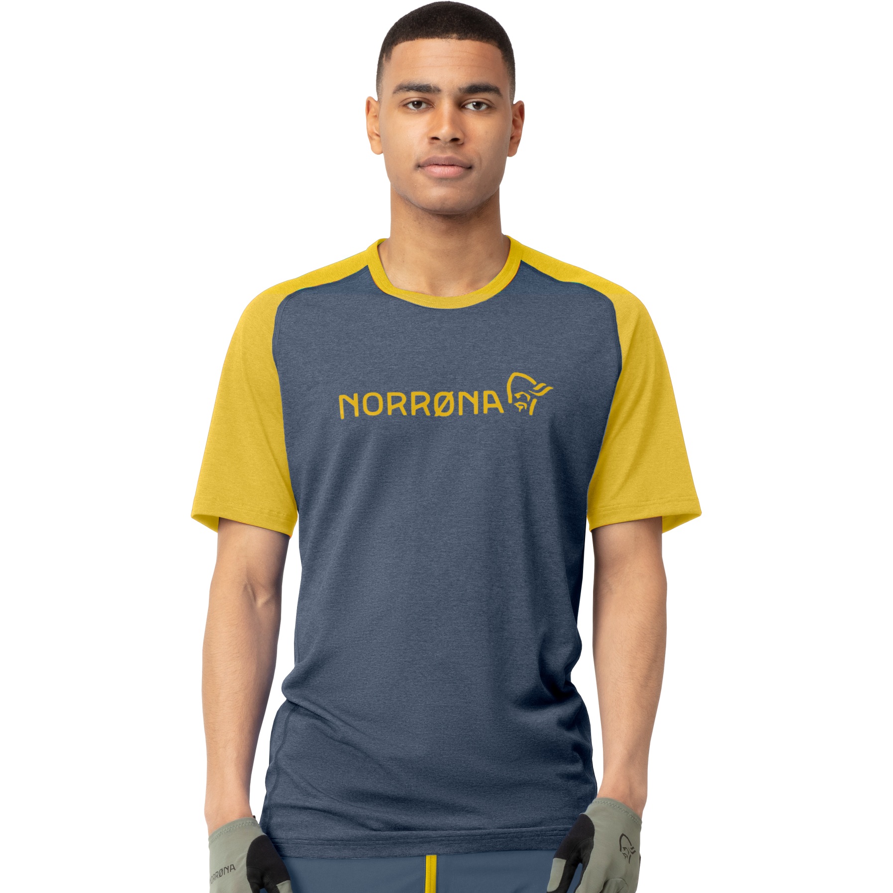 Picture of Norrona fjørå equaliser lightweight T-Shirt Men - Sulphur/Vintage Indigo