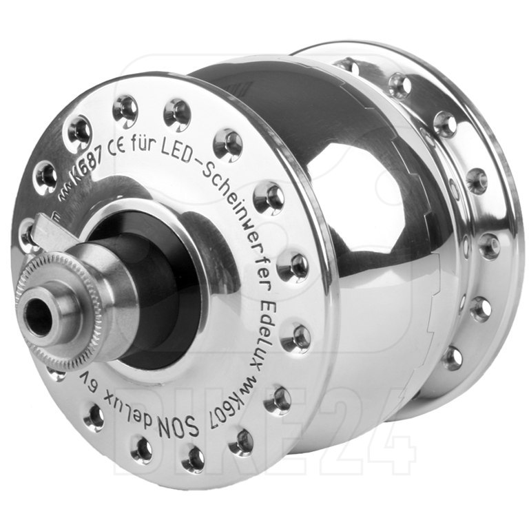 Picture of SON delux Hub Dynamo - Centerlock - QR - 32 Holes - silver polished