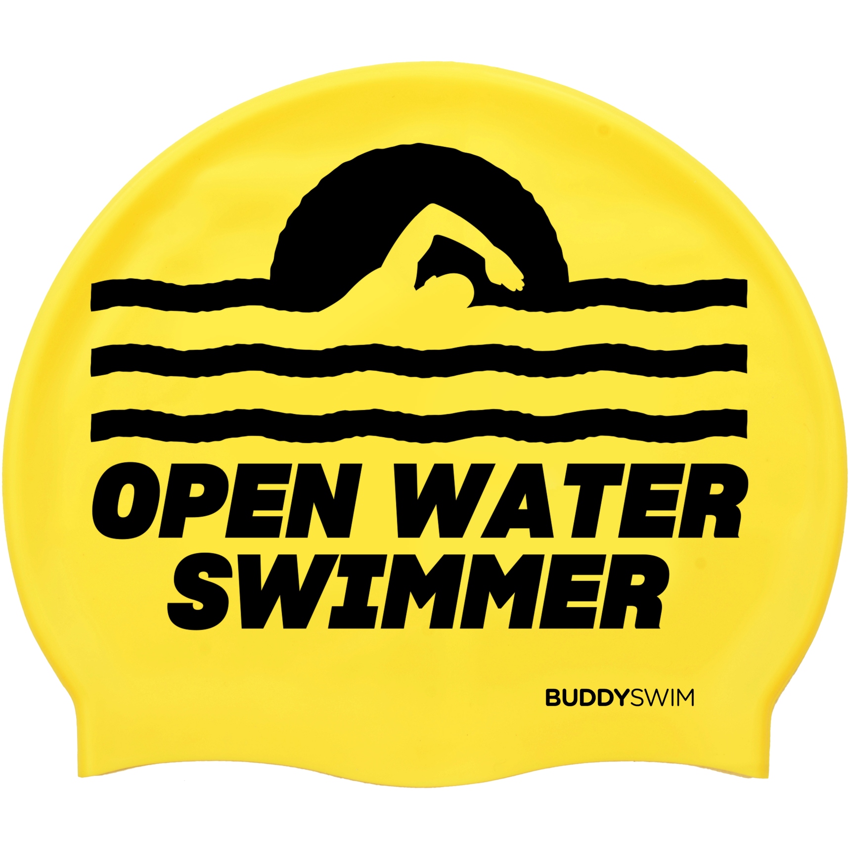 Kuva tuotteesta Buddyswim Silicone Swim Cap - OPEN WATER SWIMMER - yellow