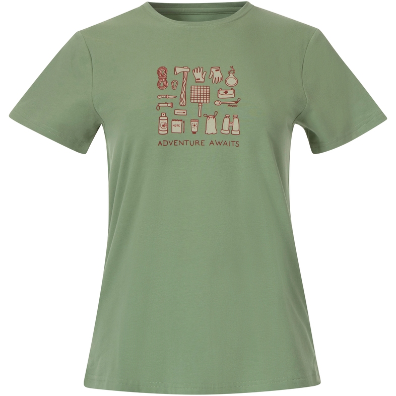 Picture of Bergans Graphic Womens Tee - jade green/chalk sand/chianti red