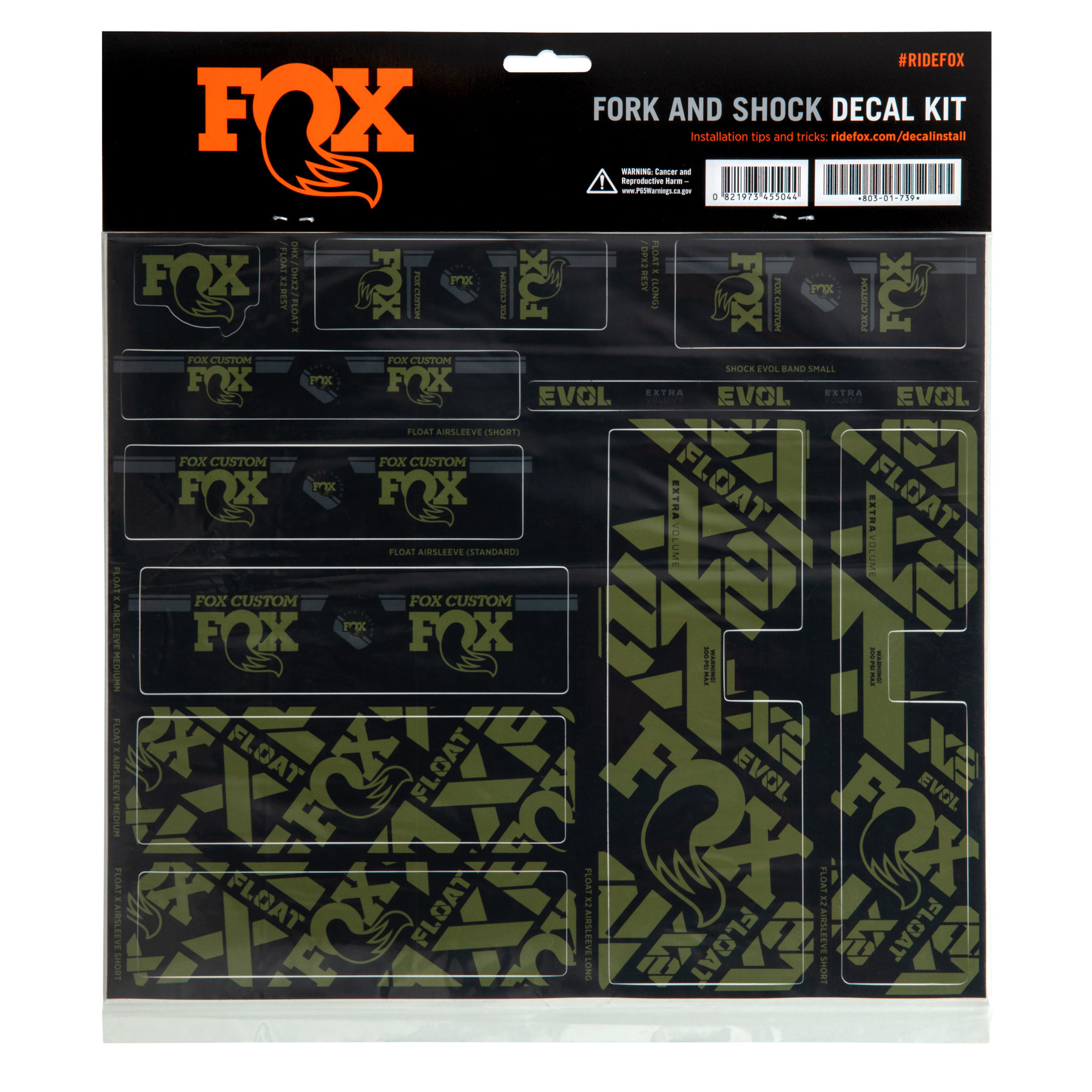 Produktbild von FOX CUSTOM Decal Kit - Aufkleber für Federgabel &amp; Dämpfer - oliv