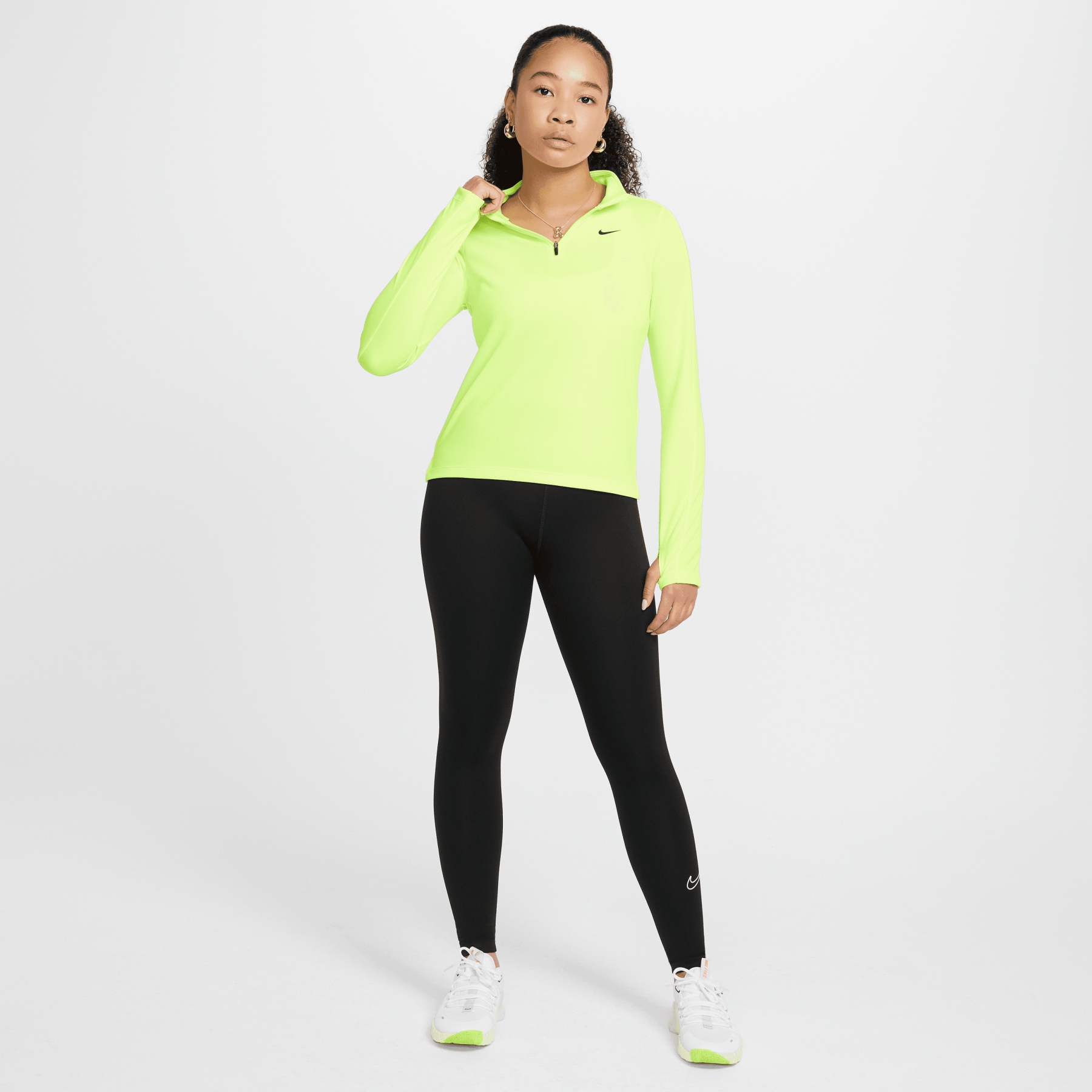 Nike Dri-FIT Half Zip Longsleeve Kids - volt/black FD2853