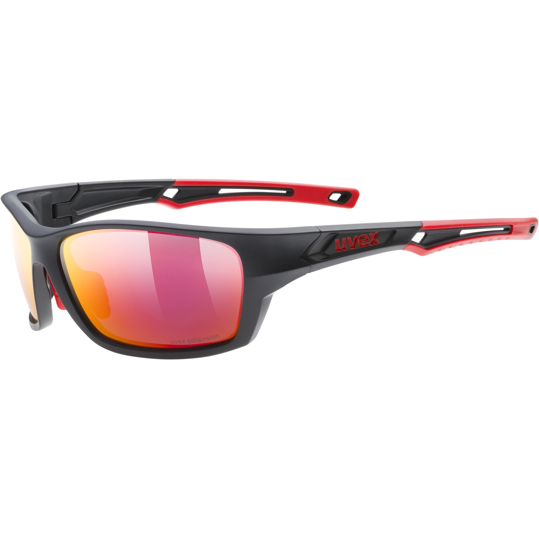 Image of Uvex sportstyle 232 P Glasses - black mat red/polavision mirror red