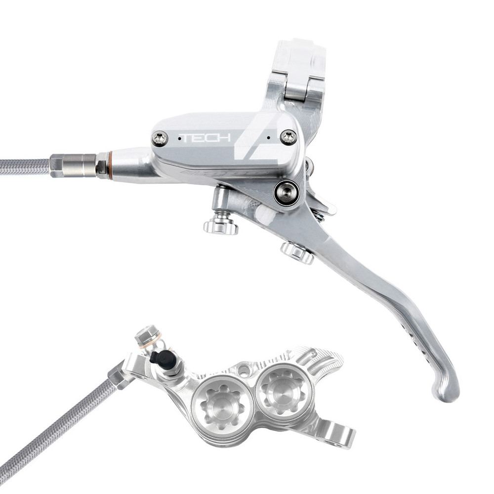 Picture of Hope Tech 4 V4 Disc Brake - Steel Braided - silver/silver - Lever right