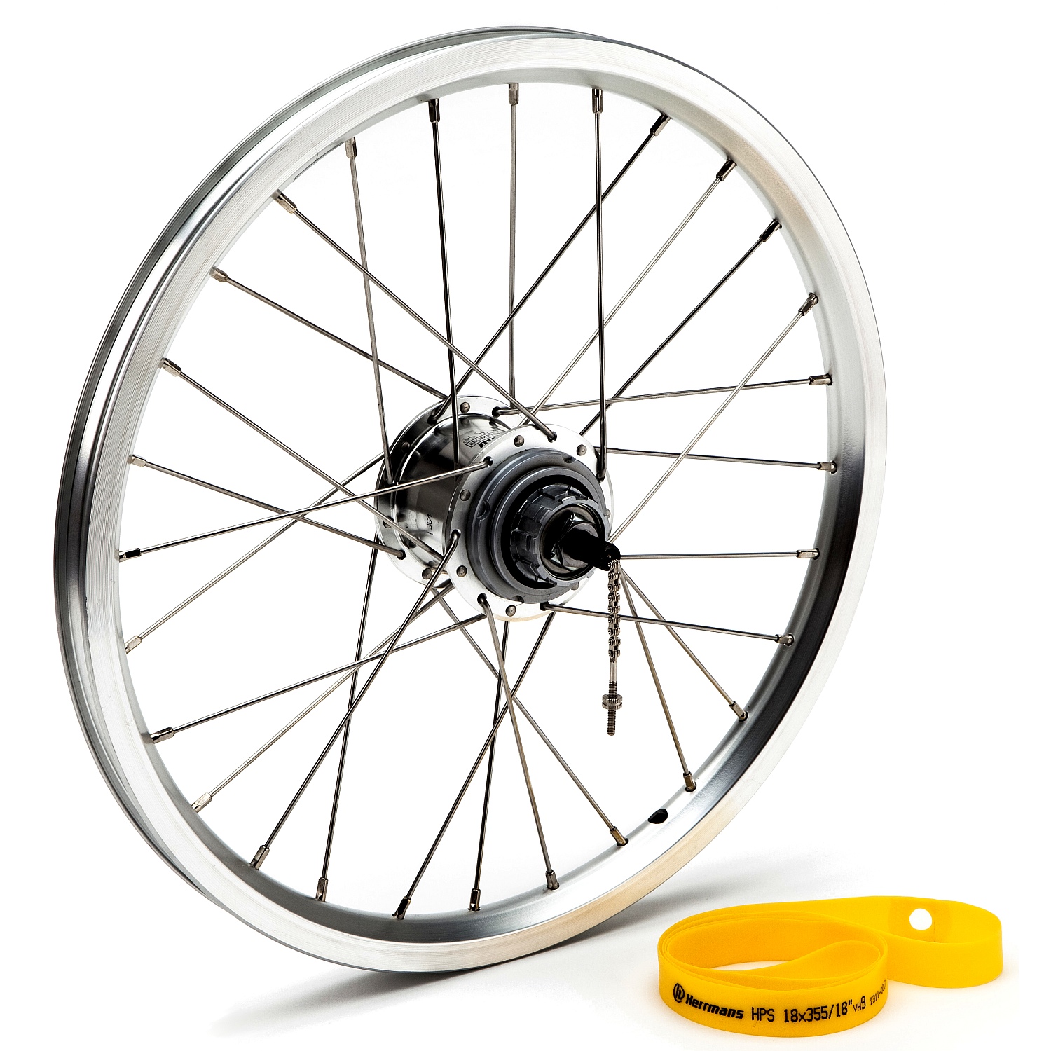 Image of Brompton 16" Rear Wheel with 3-speed Gear Hub - BWR - silver