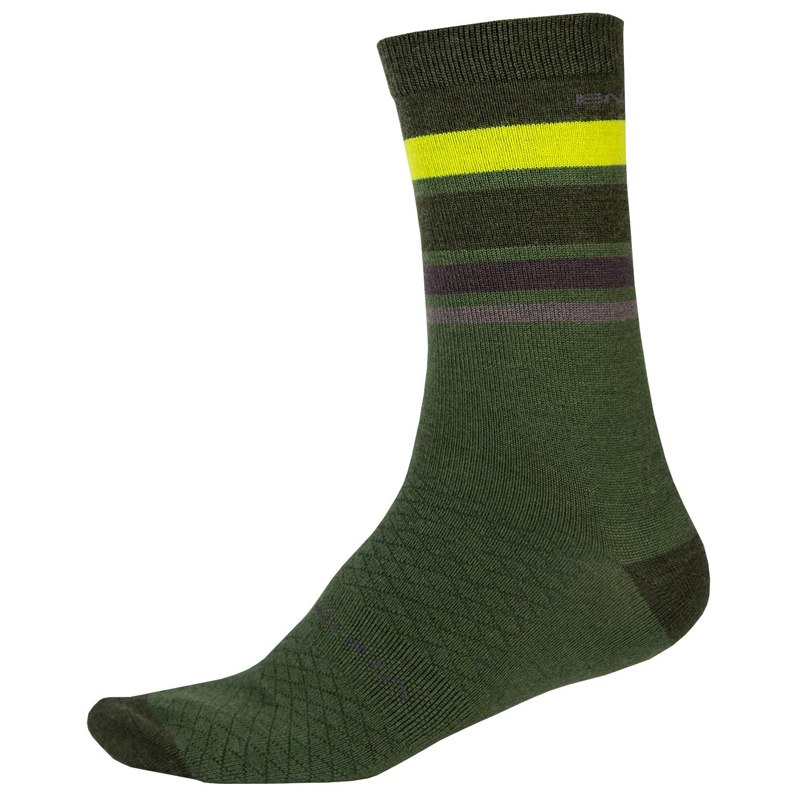 Produktbild von Endura BaaBaa Merino Stripe Socken mittellang - kingfisher green