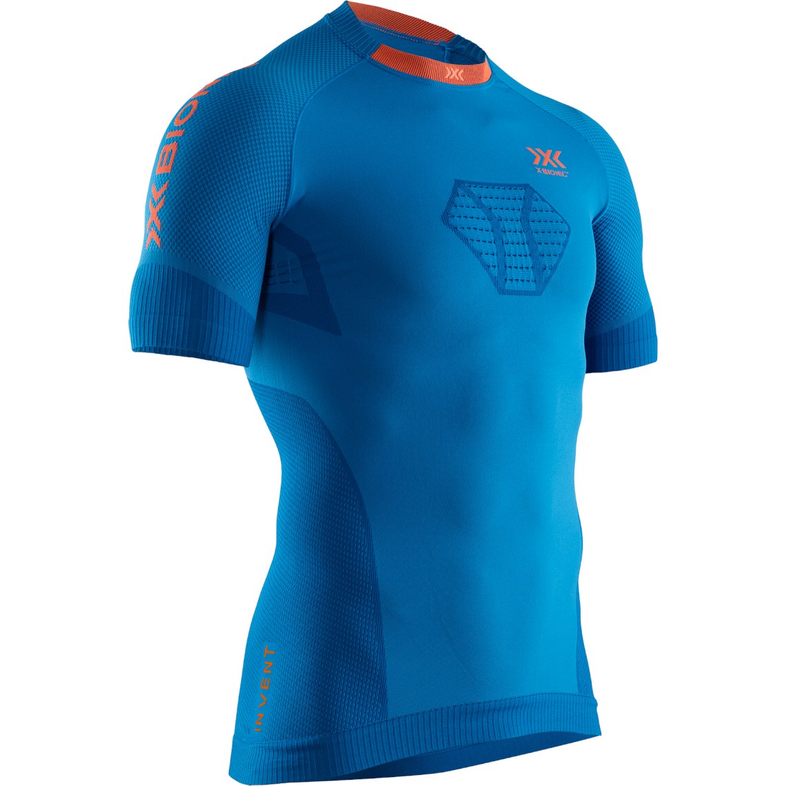 Picture of X-Bionic Invent 4.0 Run Speed Shirt Short Sleeves for Men - teal blue/kurkuma orange RT-RT00S19M-A005