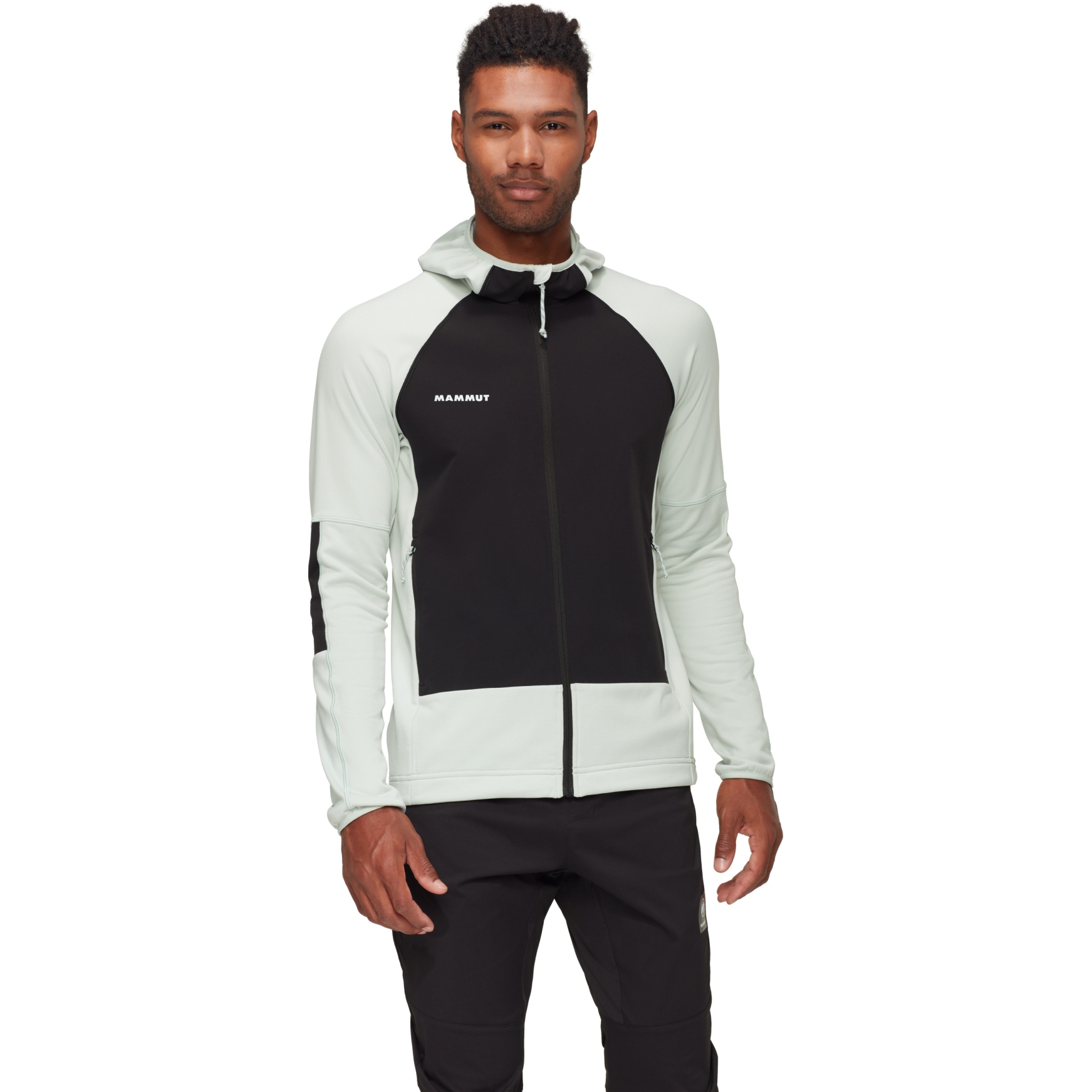 Produktbild von Mammut Massone Midlayer Jacke mit Kapuze Herren - silver sage-schwarz
