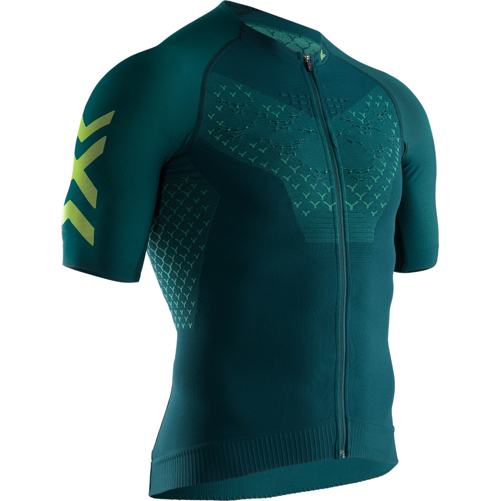 Picture of X-Bionic TWYCE 4.0 Bike Full Zip Shirt Short Sleeves for Men - pine green/amazonas green