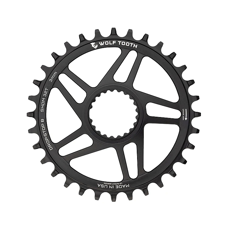 Кольцо цепи с волчьим зубом для прямого крепления Shimano | Drop-Stop B | смещение на 3 мм | Boost - черное