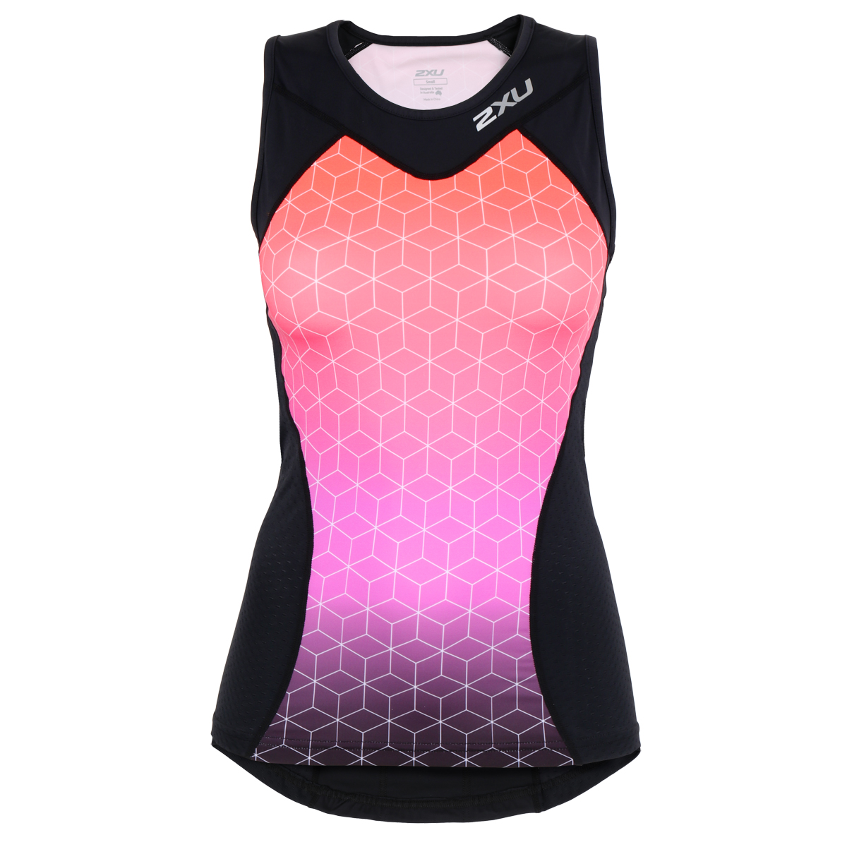 Image of 2XU Active Women's Tri Singlet - black/sunset ombre
