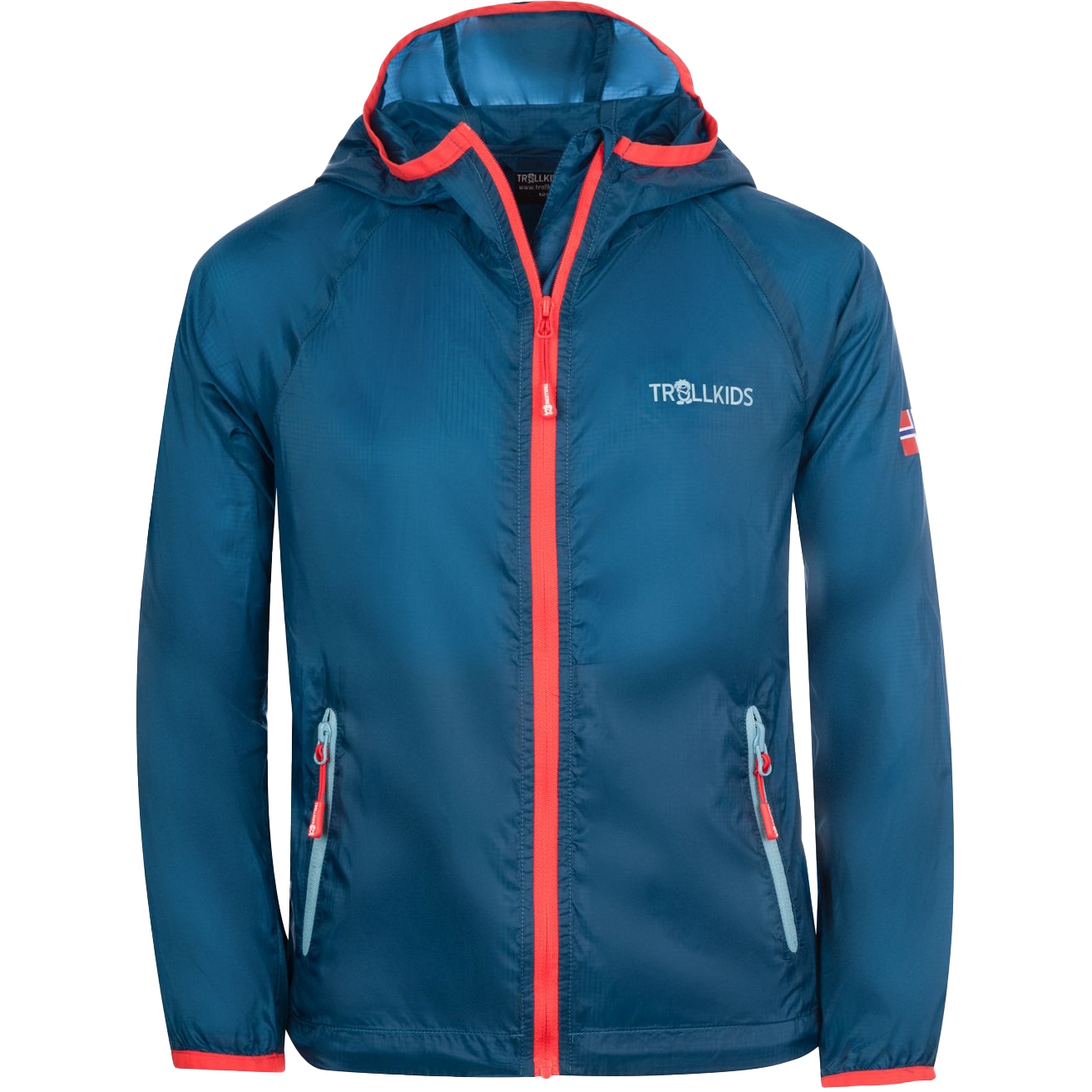 Image of Trollkids Fjell Running Jacket Kinds - petrol/spicy red