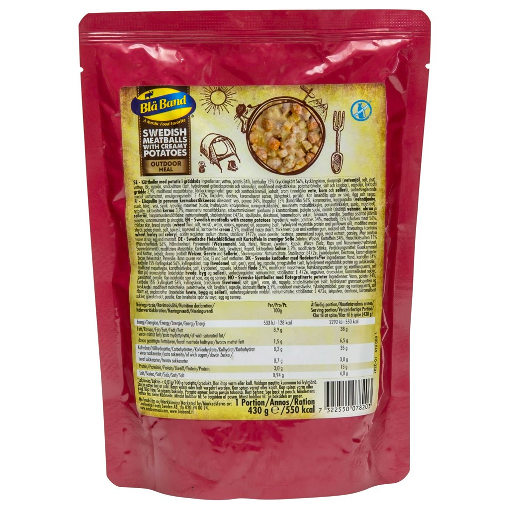 Produktbild von Blå Band Schwedische Fleischklößchen mit Kartoffeln - Outdoor Mahlzeit - 430g