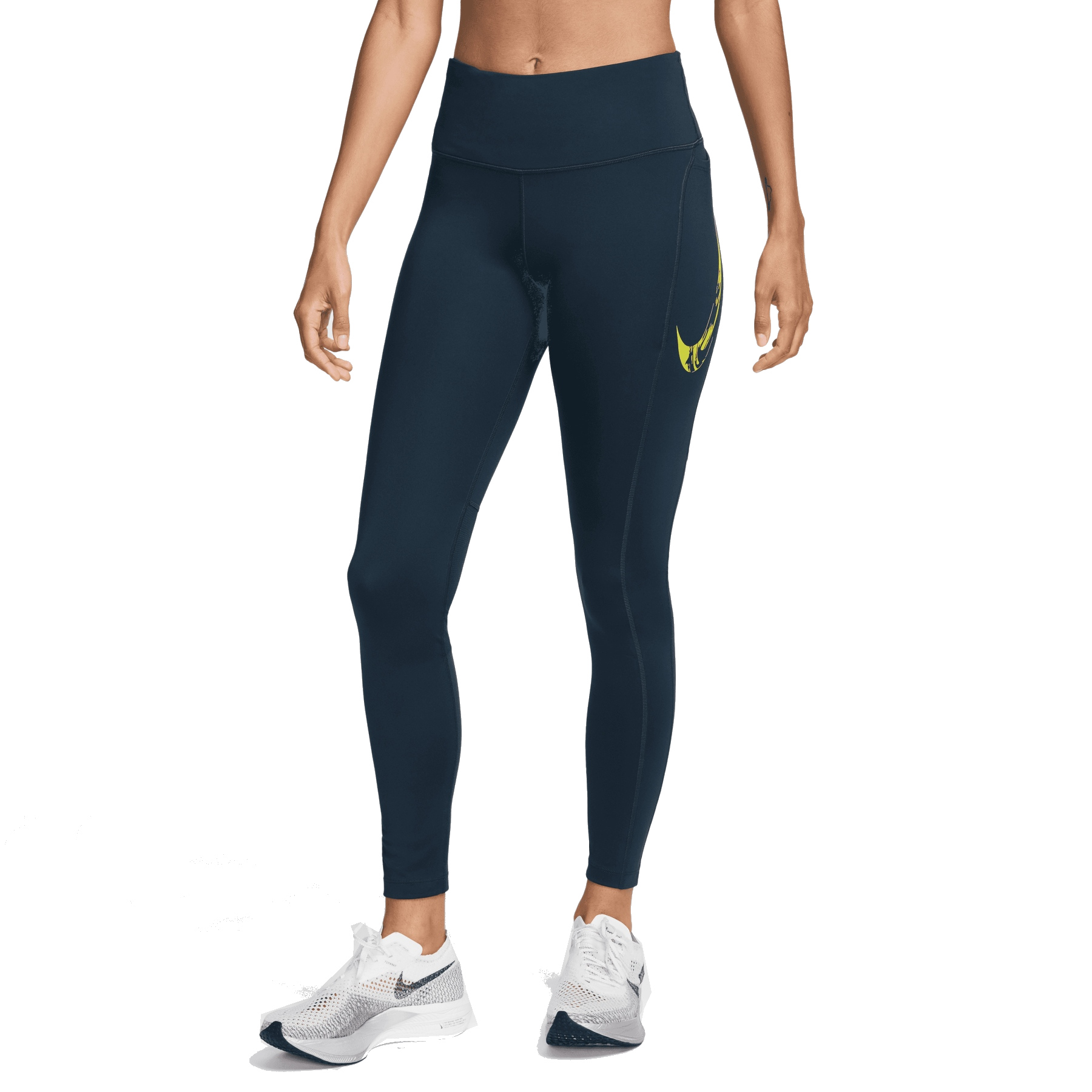 Nike Fast Swoosh 7 8 Running Tights Women armory navy bright cactus FV6682 478