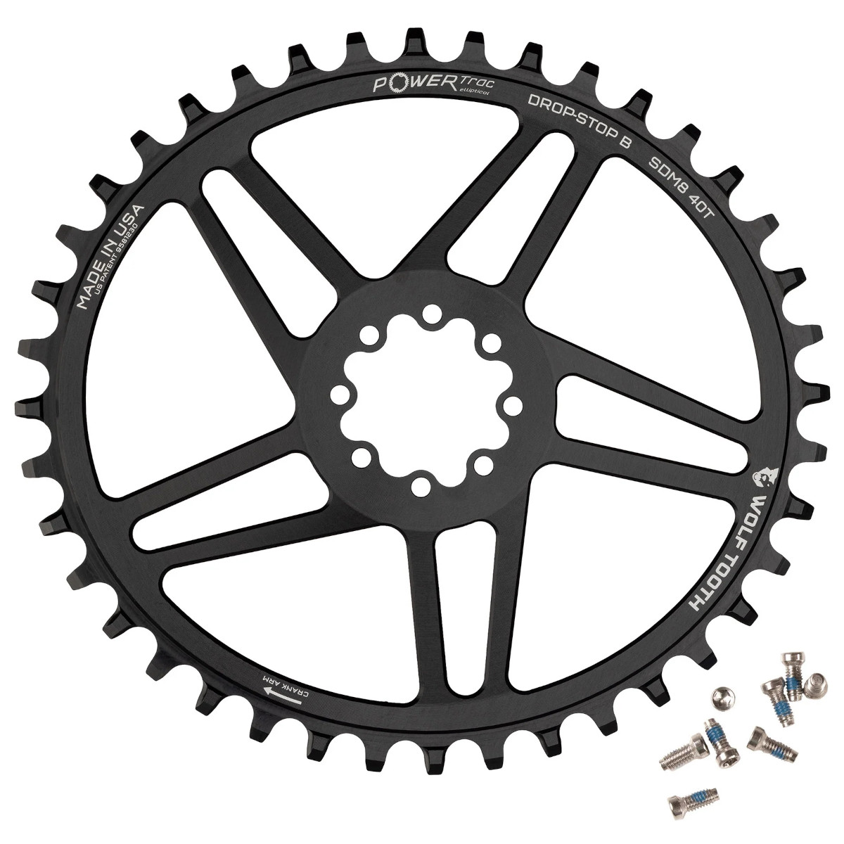 Picture of Wolf Tooth Elliptical PowerTrac Direct Mount Chainring - SRAM 8-Bolt
