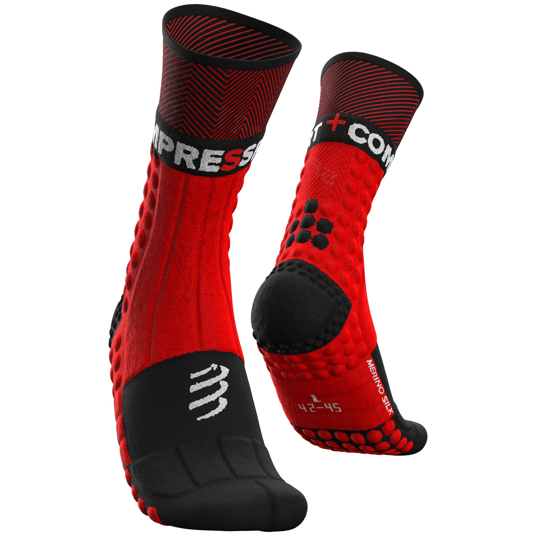 Image of Compressport Pro Racing Compression Socks Winter Trail - red/black