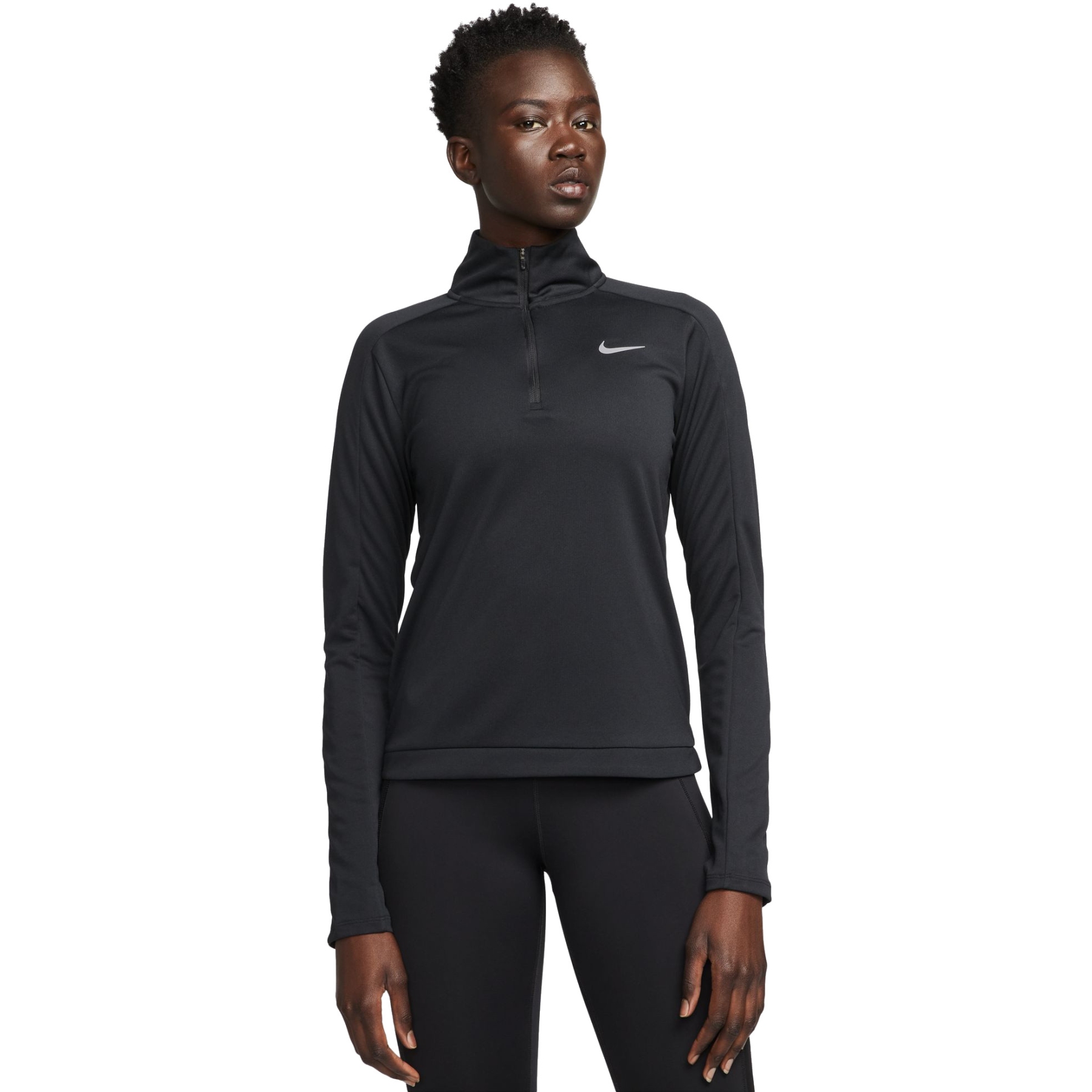 Nike Dri FIT Pacer 1 4 Zip Longsleeve Running Top Women black reflective silver DQ6377 010