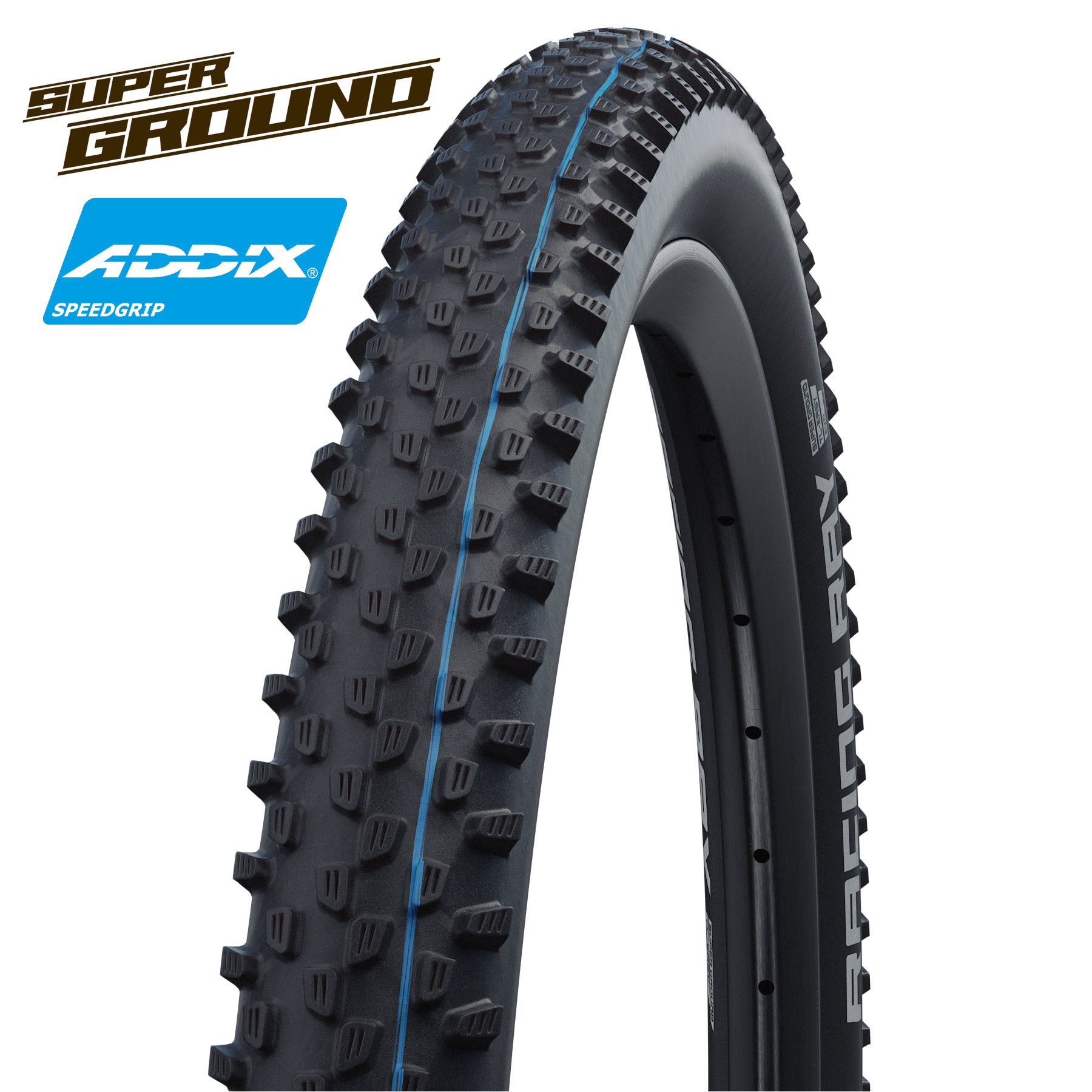 Picture of Schwalbe Racing Ray Evolution MTB Folding Tire - AddixSpeedGrip - SuperGround - TLEasy - E-25 - 27.5x2.25 Inches