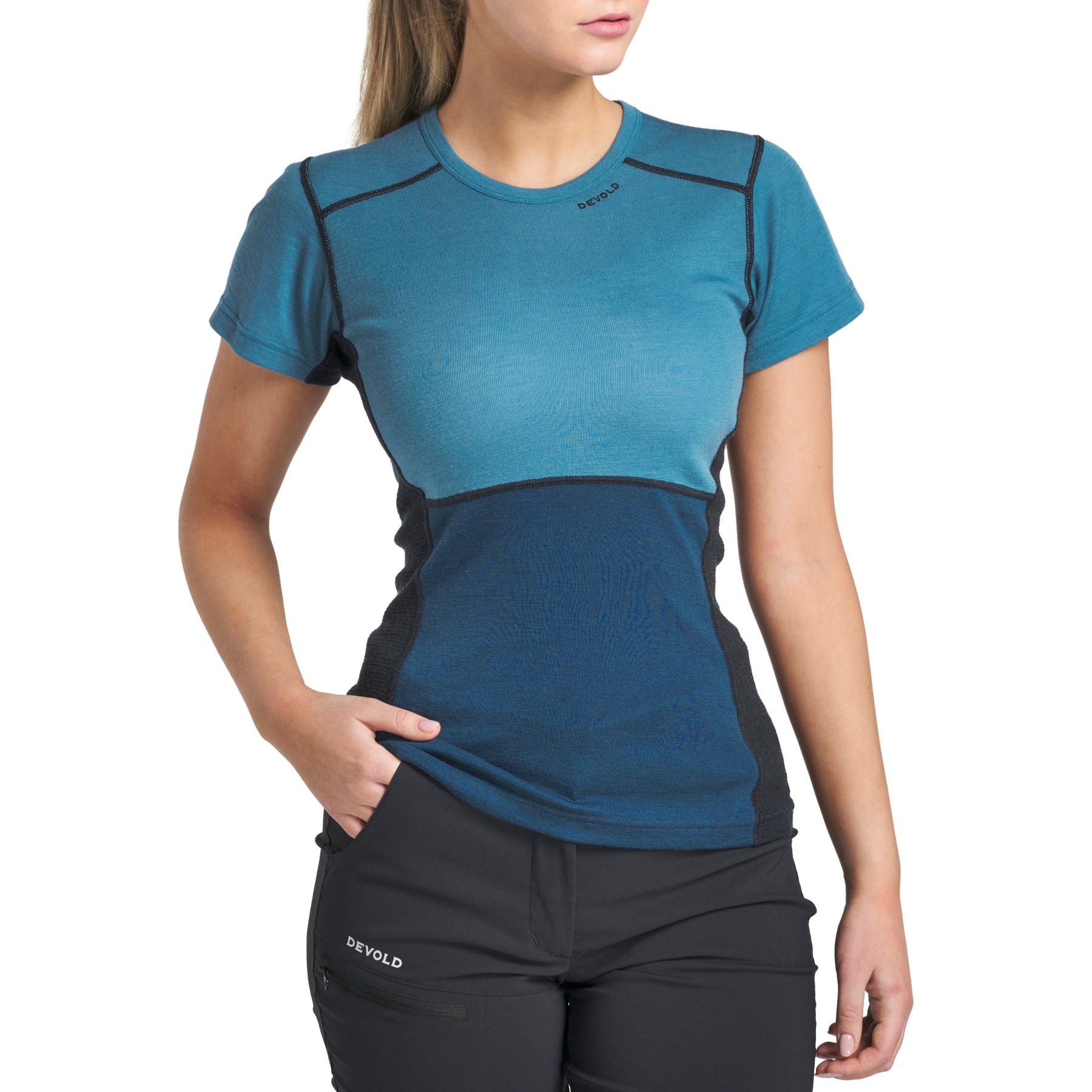 Devold Lauparen Merino 190 T-Shirt Damen - 313 Moon/Ink/Flood | BIKE24
