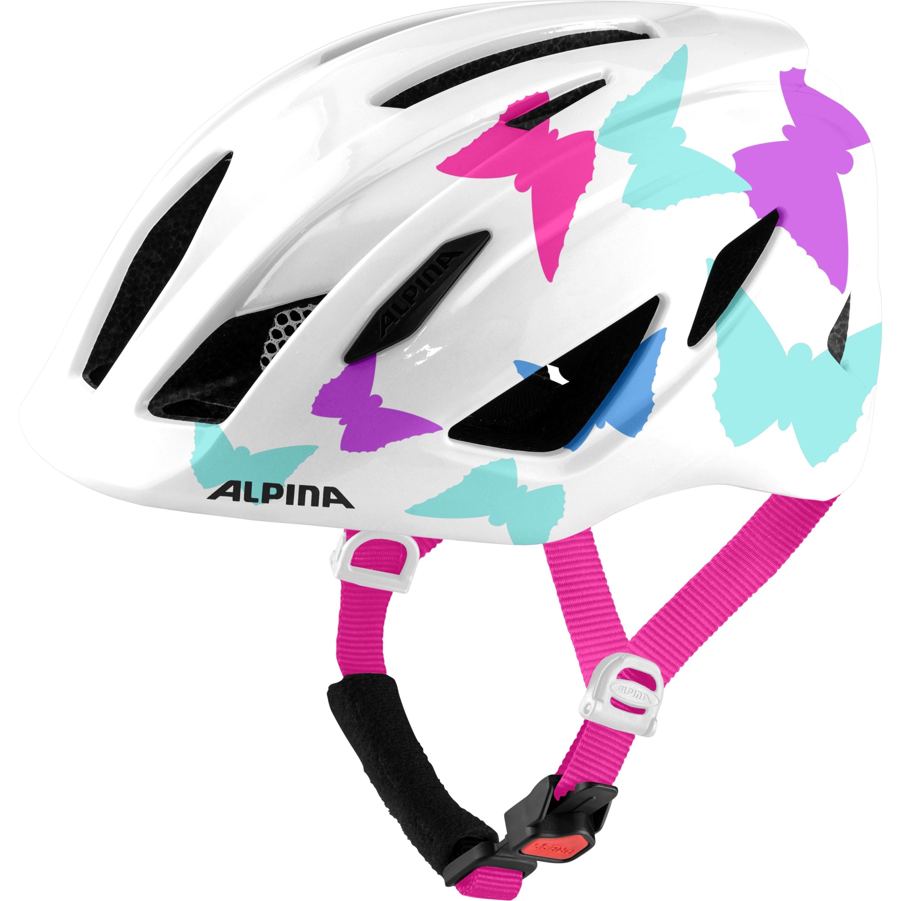 Productfoto van Alpina Pico Kids Bike Helmet - pearlwhite butterflies gloss